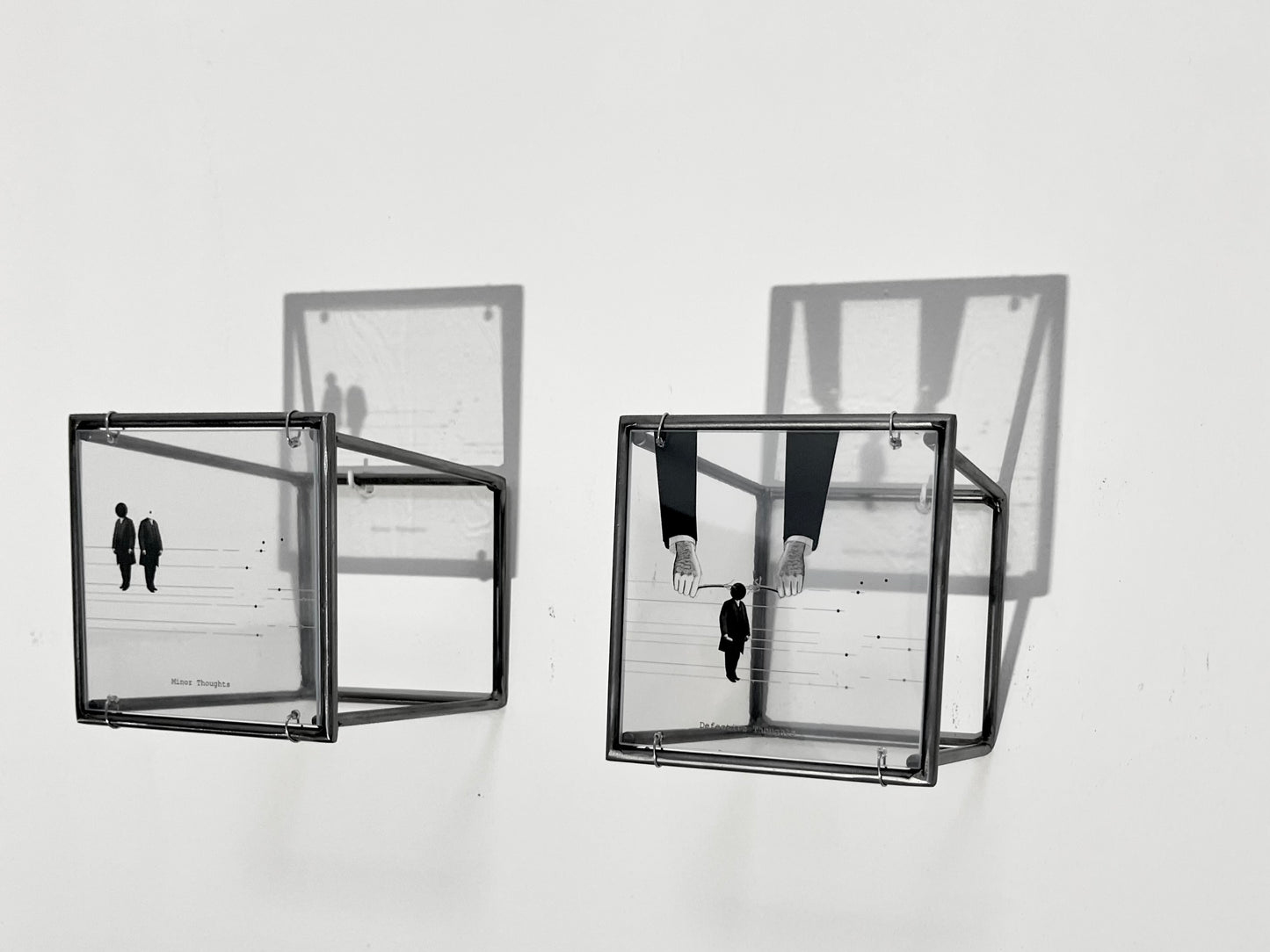 Metal Wall Art Sculpture Set, Humorous Thought Organizer, Minimalist Design