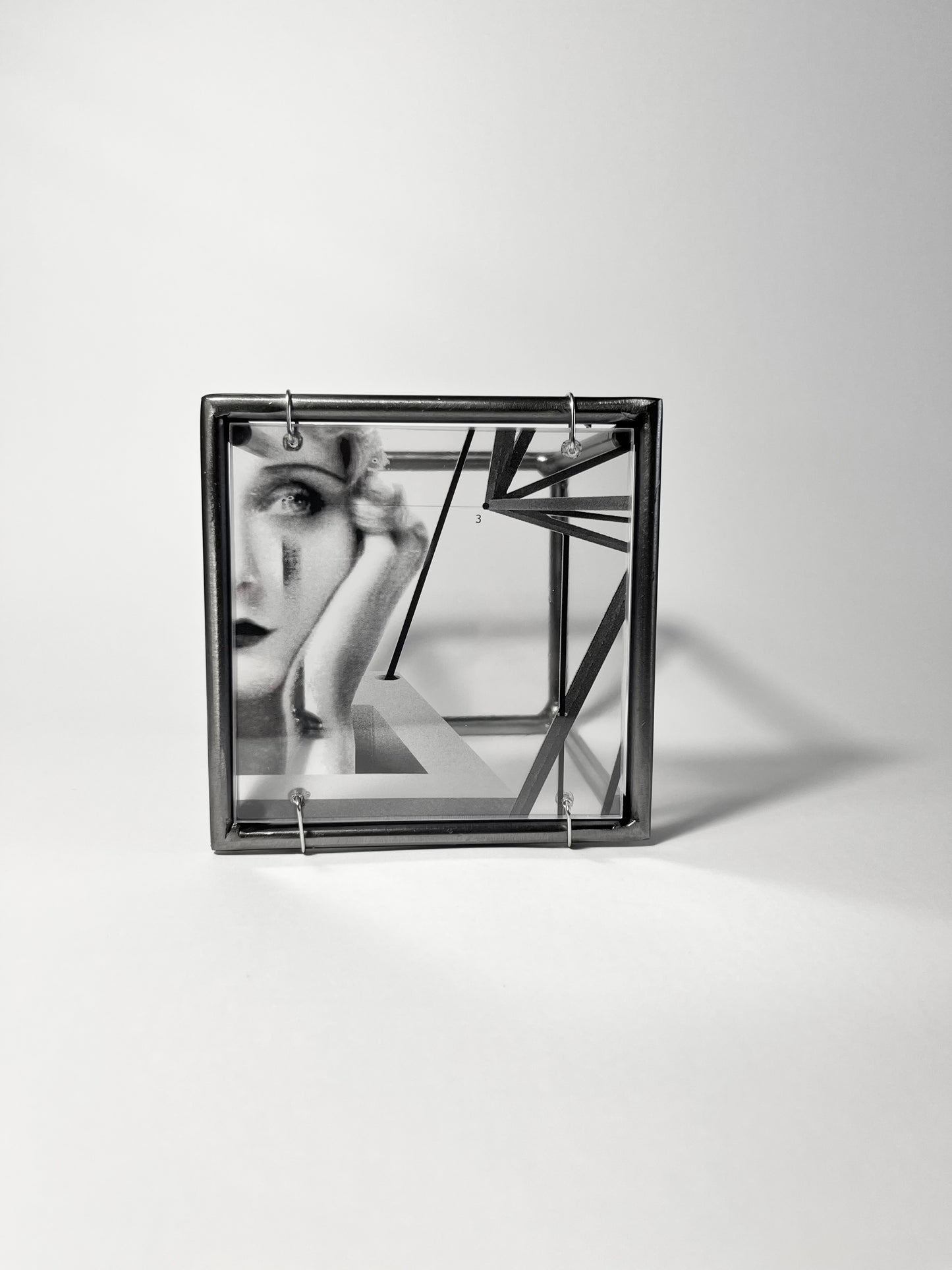 Keeping in Line, metal sculpture triptych, original design by artandshadow, Constructivism style