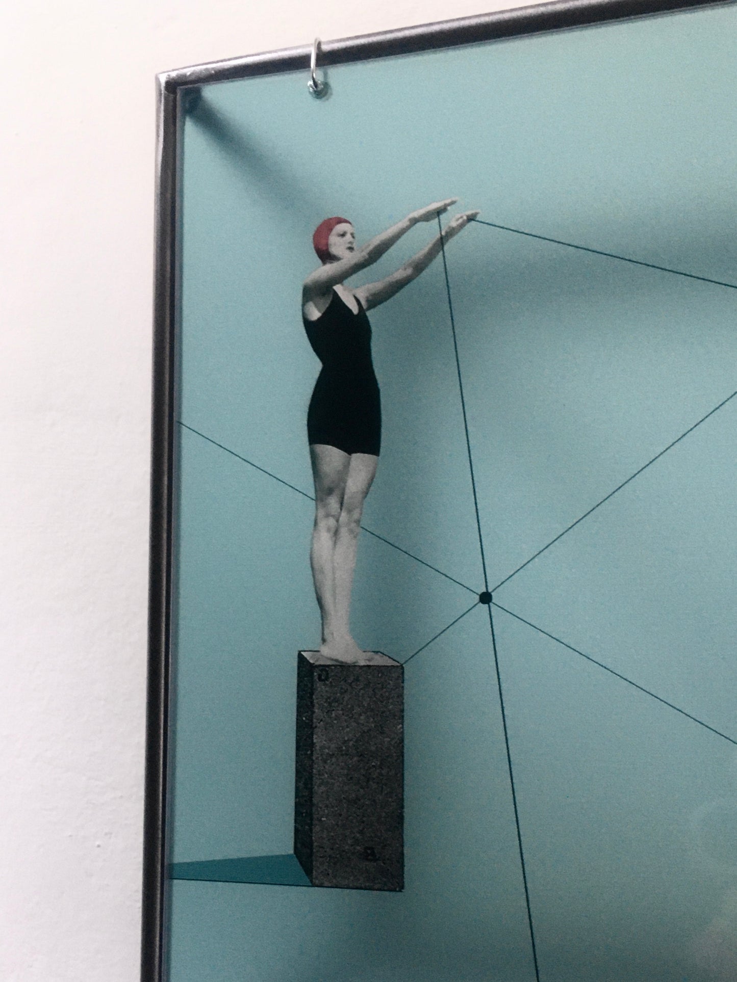 A Dive into the Blue, minimal metal sculpture, Constructivist style, original design
