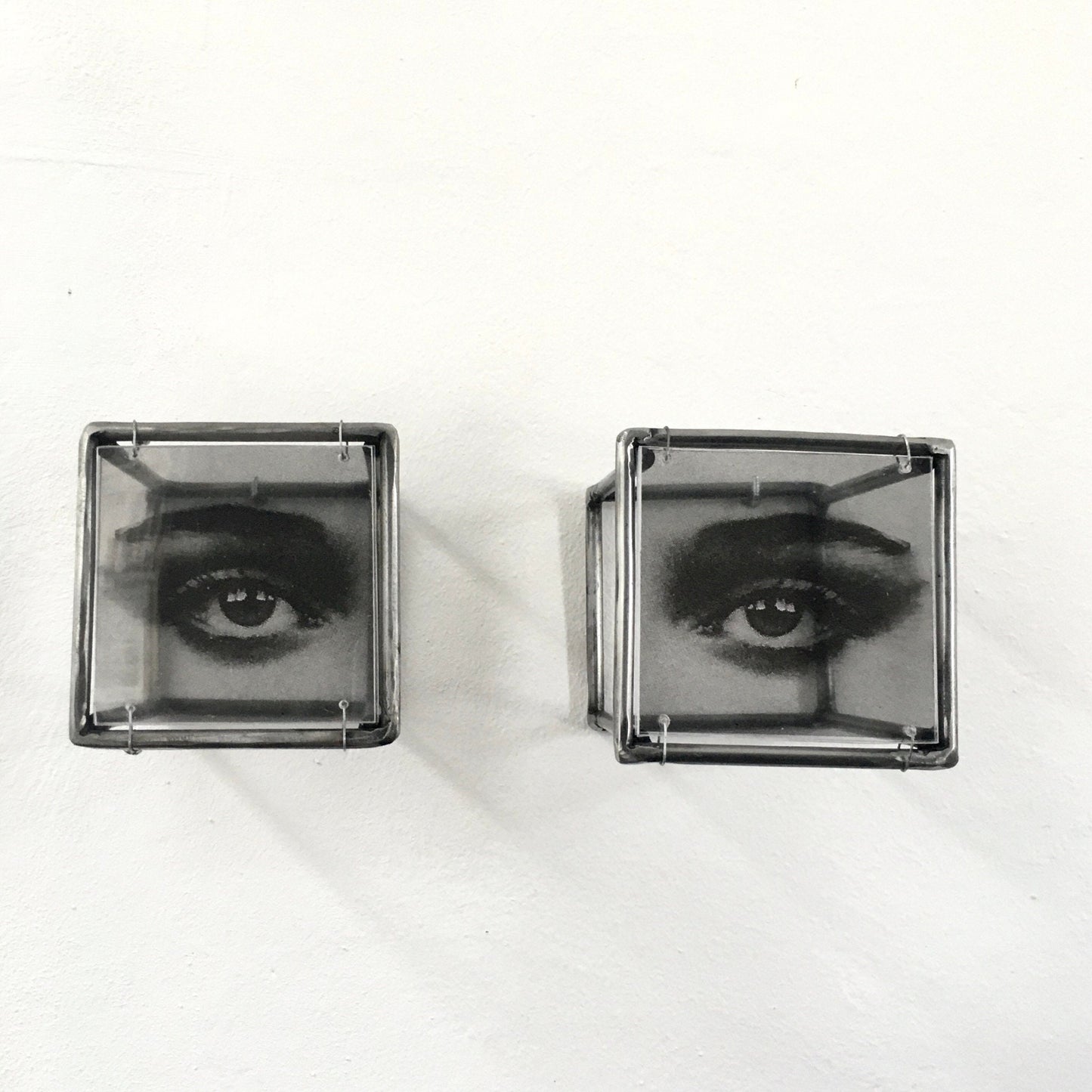 Eye, wall art sculpture, metal, art print and plexiglass, Mixed media art object. Ideal gift for a couple. - artandshadow
