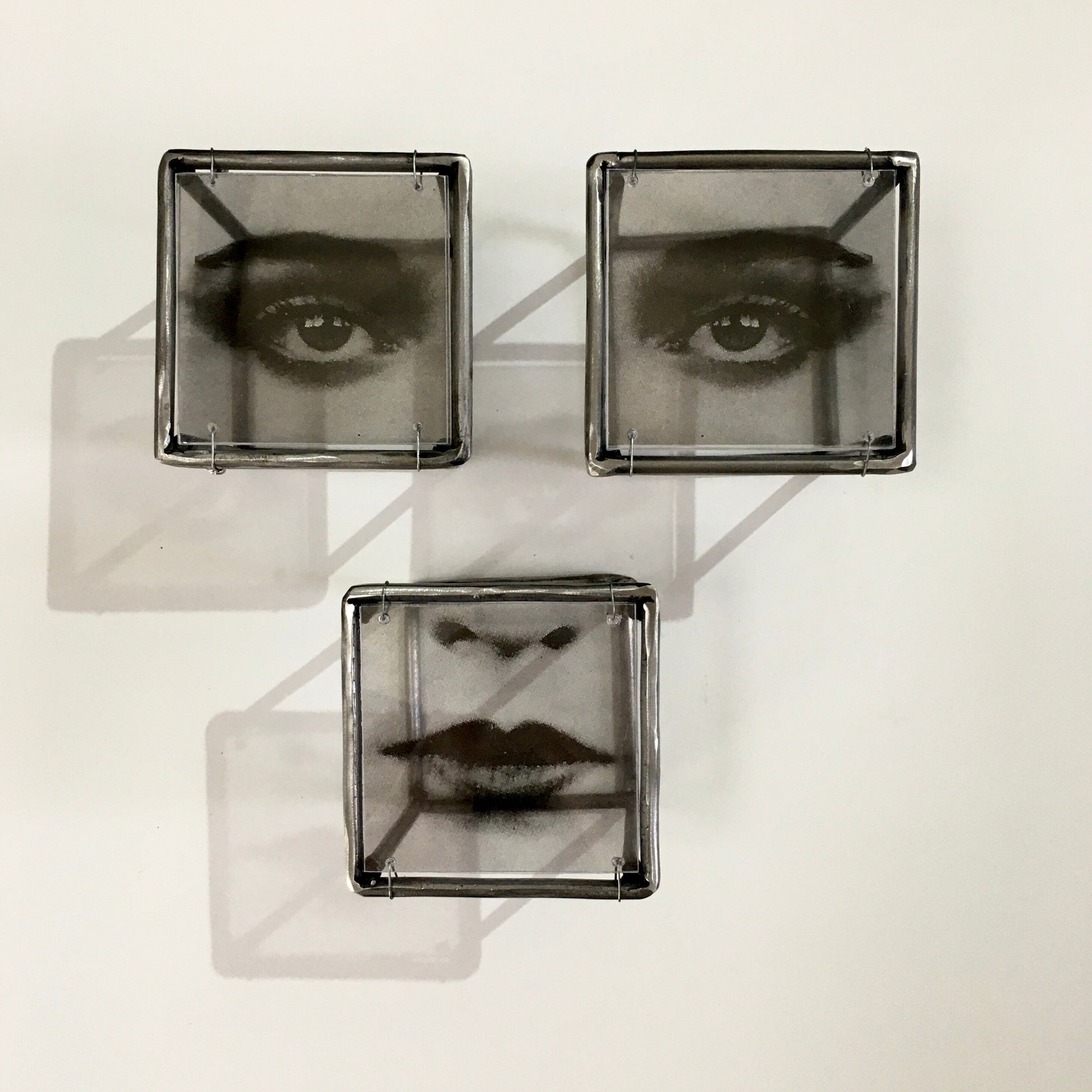 Pop art style face, metal wall sculpture. Modern art object, new home decor gift. - artandshadow