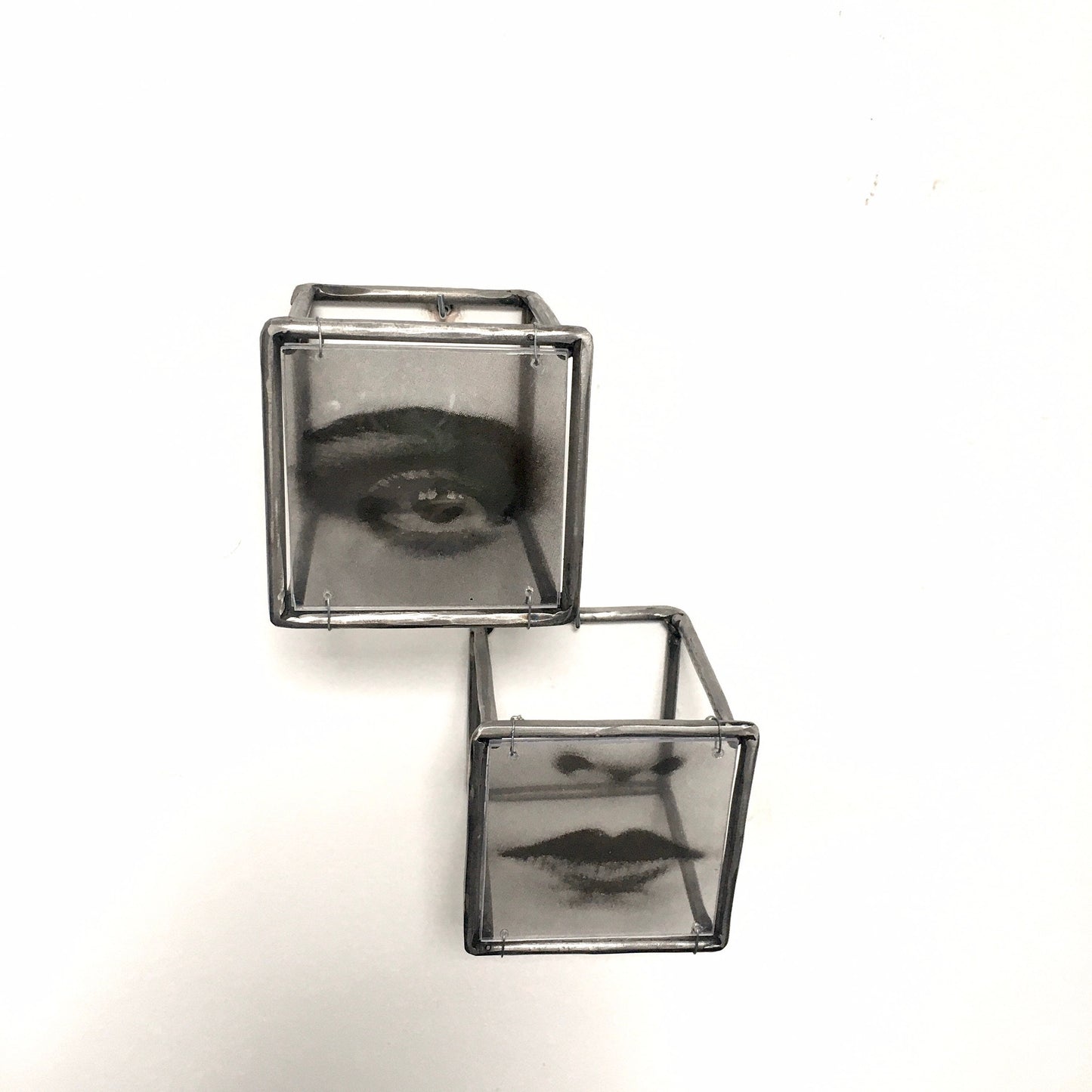 Face art sculpture. Lip art sculpture and eye wall sculpture. Set wall art gift. Metal, elaborated print and plexiglass wall art. - artandshadow