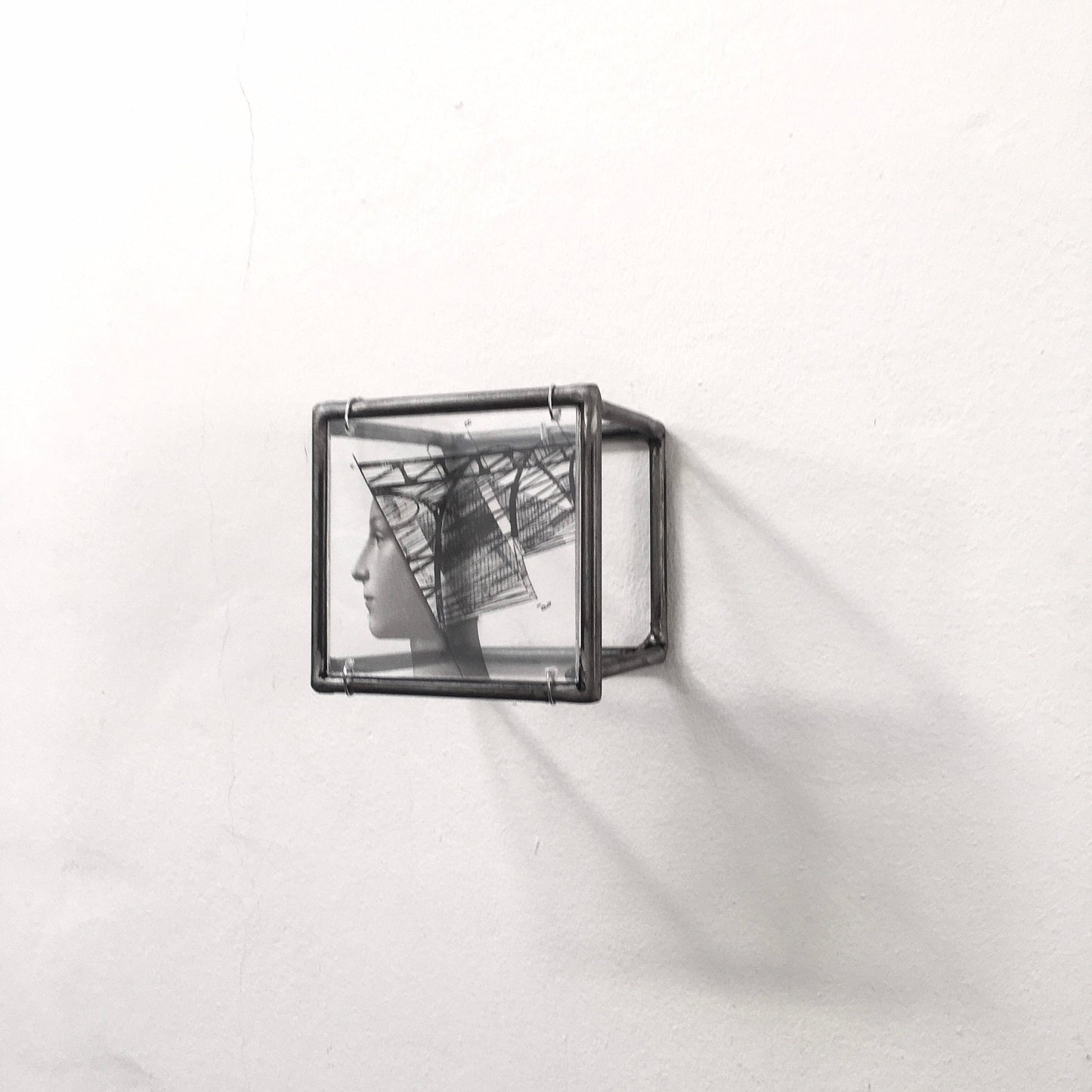 Metal wall sculpture, elaborated art print, original collage by Art and Shadow, art object gift. - artandshadow