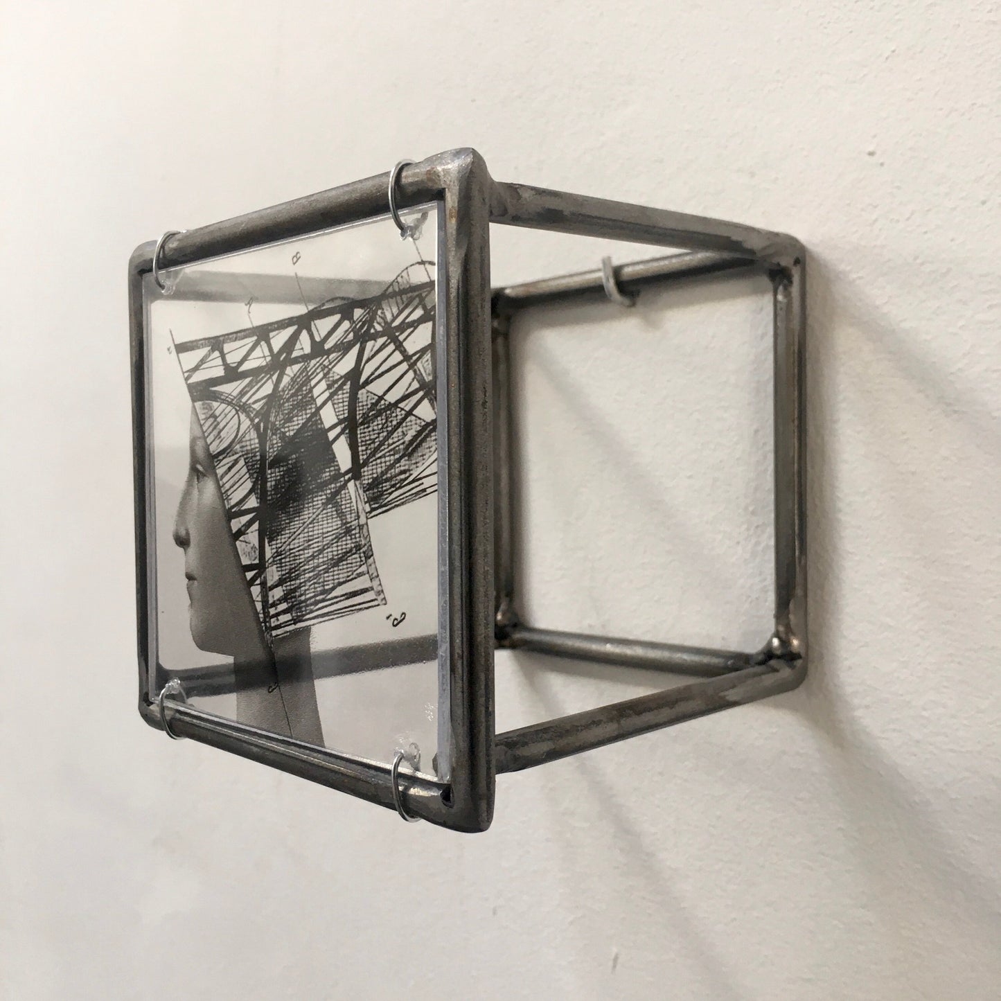 Metal wall sculpture, elaborated art print, original collage by Art and Shadow, art object gift. - artandshadow