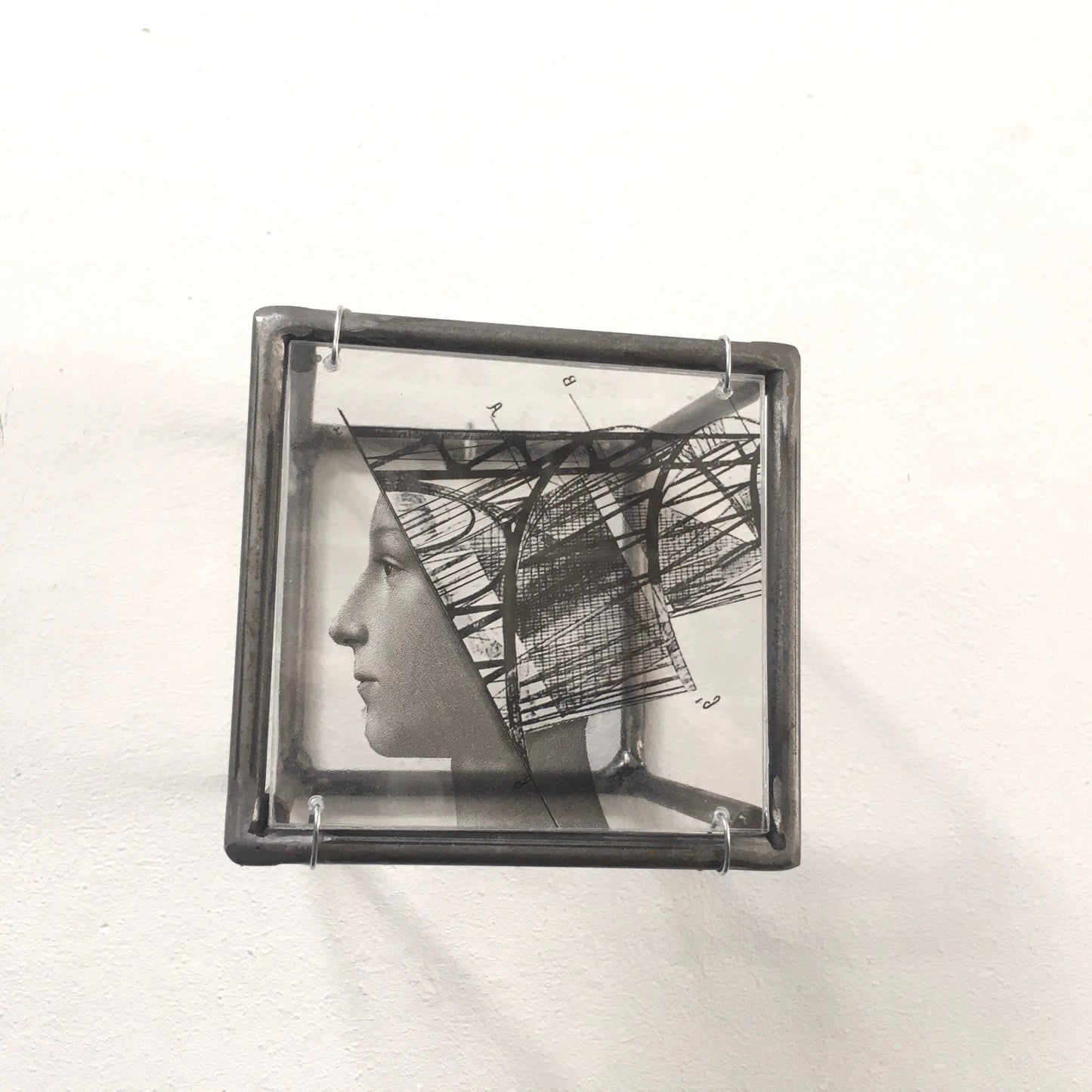 Metal wall sculpture, elaborated art print, original collage by Art and Shadow, art object gift. - artandshadow