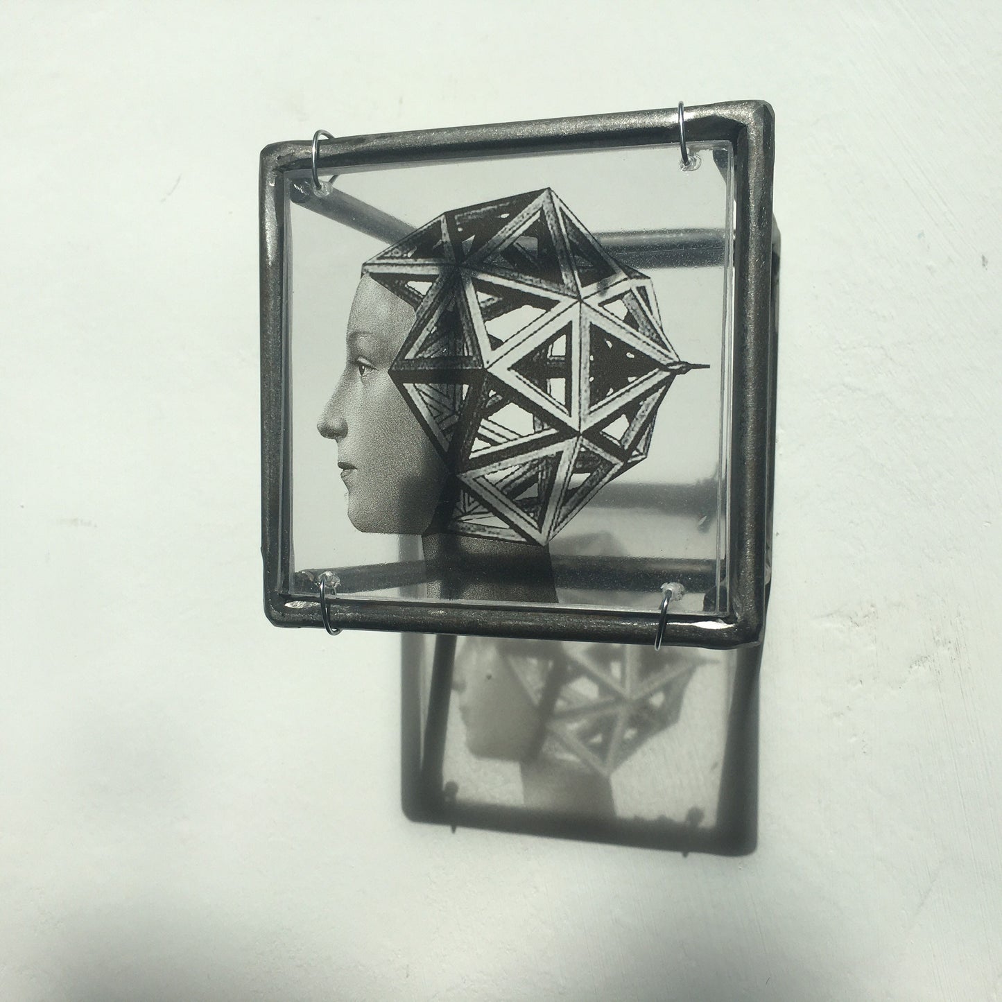 Wall or desk decor, metal sculpture, original collage print, geometric and Renaissance, Italian art. Aesthetic gift. - artandshadow