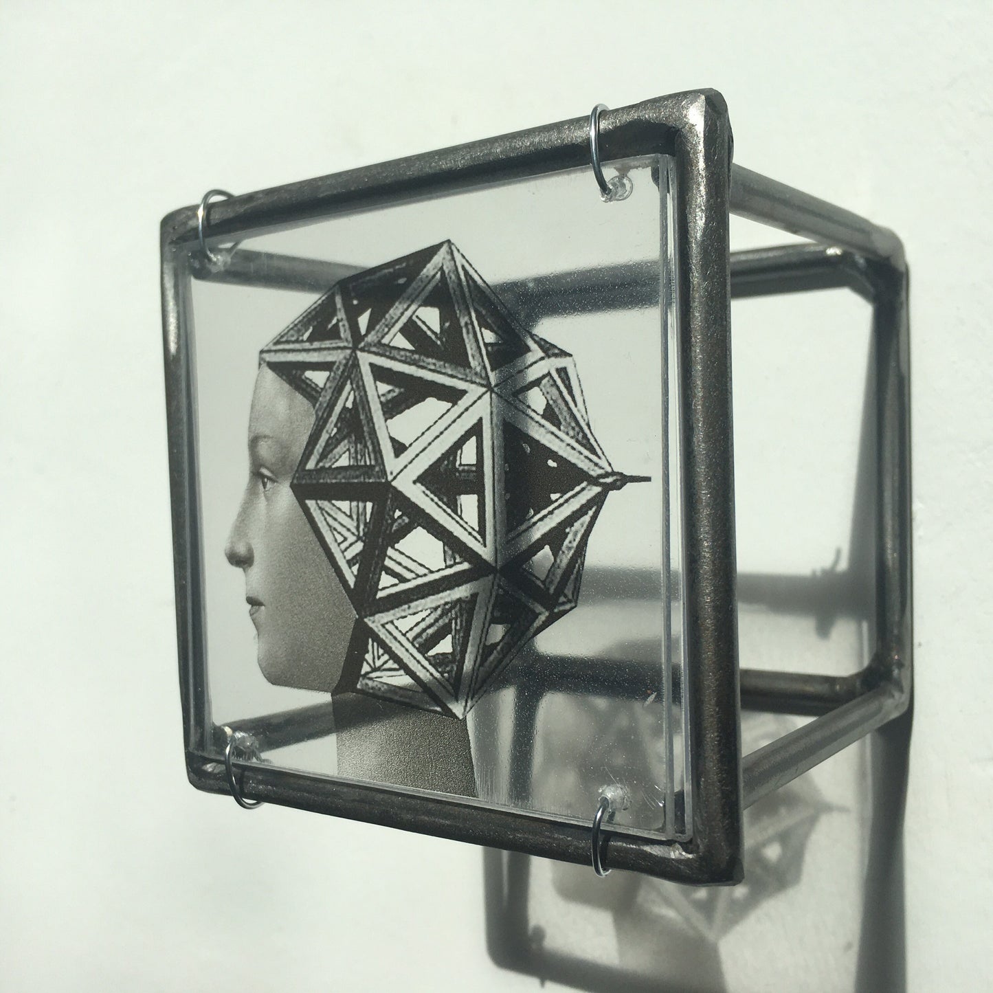 Wall or desk decor, metal sculpture, original collage print, geometric and Renaissance, Italian art. Aesthetic gift. - artandshadow