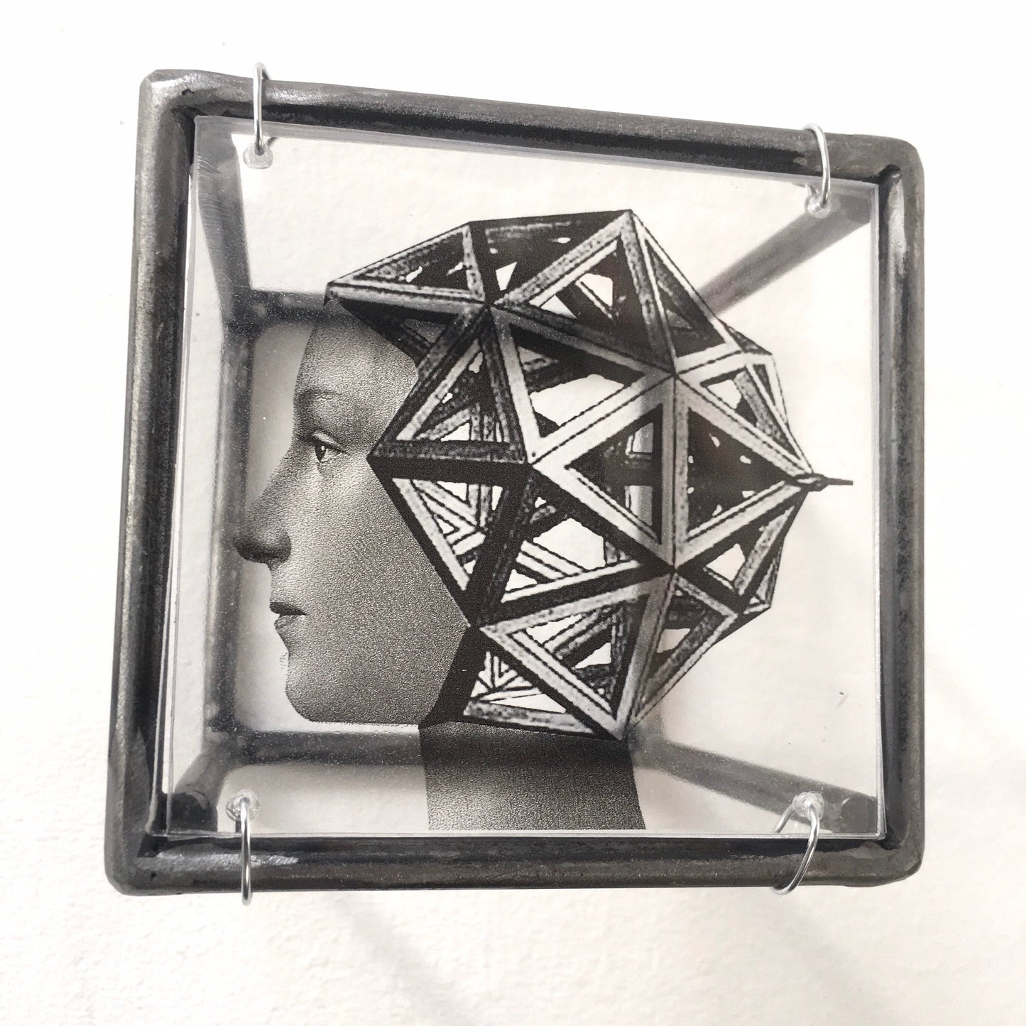 Wall or desk decor, metal sculpture, original collage print, geometric and Renaissance, Italian art. Aesthetic gift. - artandshadow