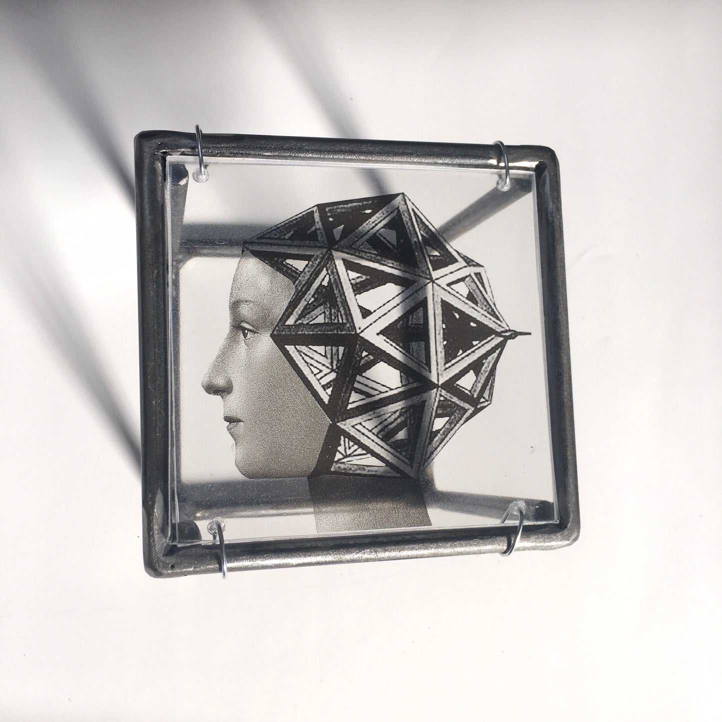 Wall or desk decor, metal sculpture, original collage print, geometric and Renaissance, Italian art. Aesthetic gift. - artandshadow