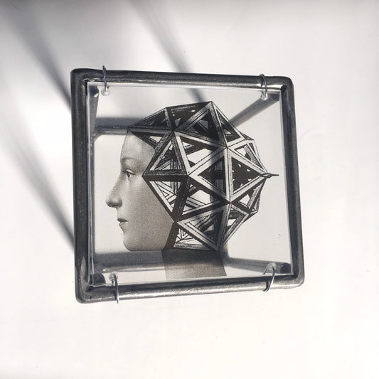 Wall or desk decor, metal sculpture, original collage print, geometric and Renaissance, Italian art. Aesthetic gift. - artandshadow