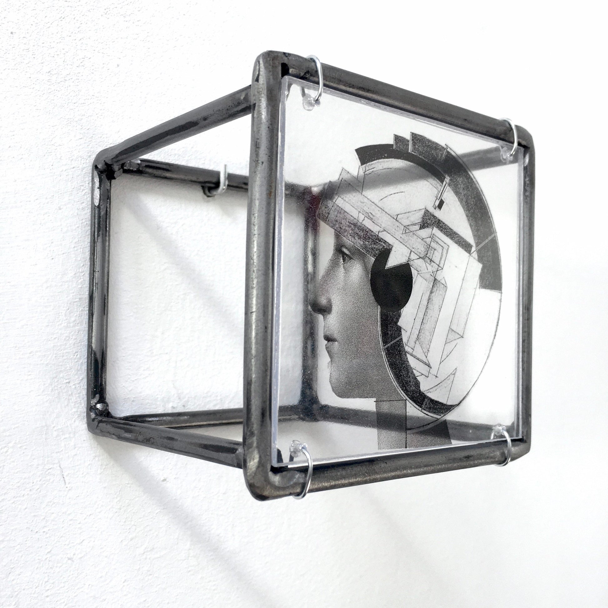 Metal, wall art triptych, Art and Shadow original collage, geometric, Renaissance portrait print. Aesthetic gift. - artandshadow