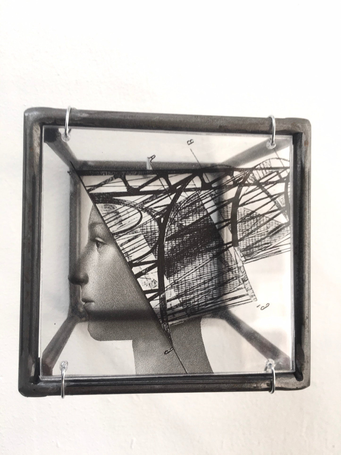Metal wall sculpture, elaborated art print, original collage by Art and Shadow, art object gift. - artandshadow