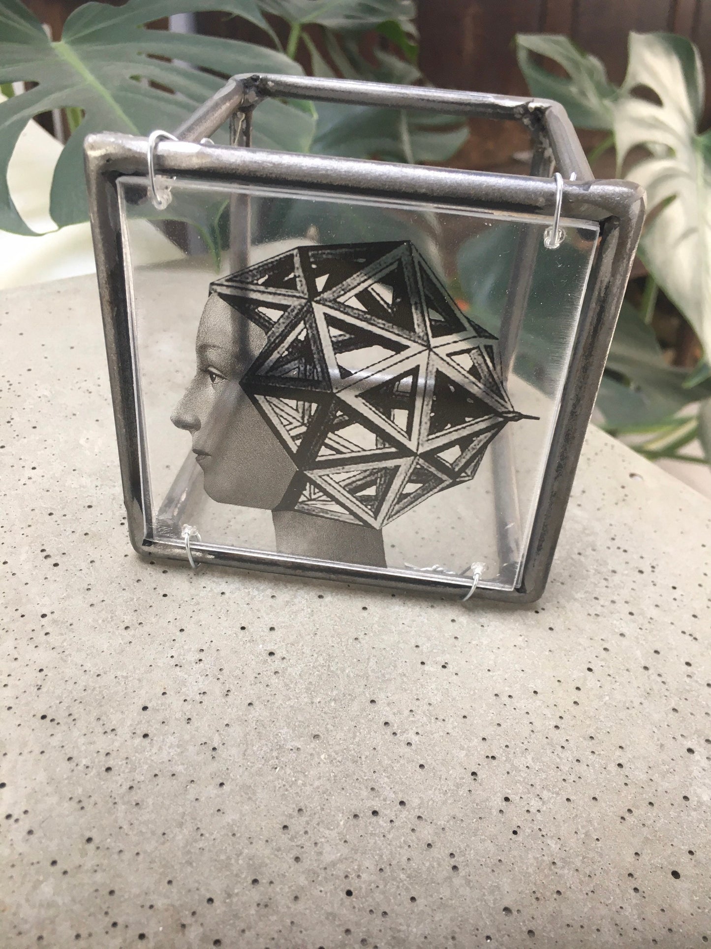 Wall or desk decor, metal sculpture, original collage print, geometric and Renaissance, Italian art. Aesthetic gift. - artandshadow
