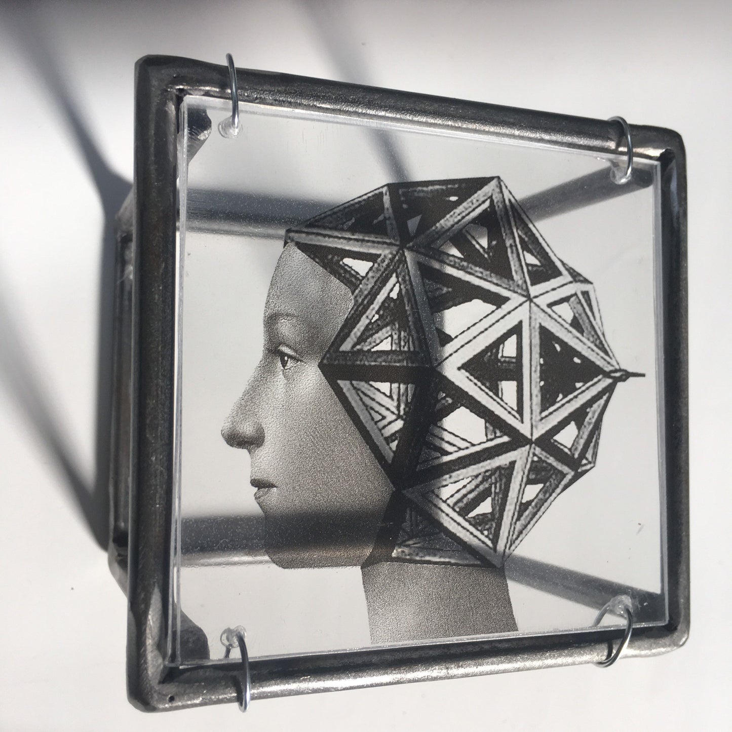 Wall or desk decor, metal sculpture, original collage print, geometric and Renaissance, Italian art. Aesthetic gift. - artandshadow