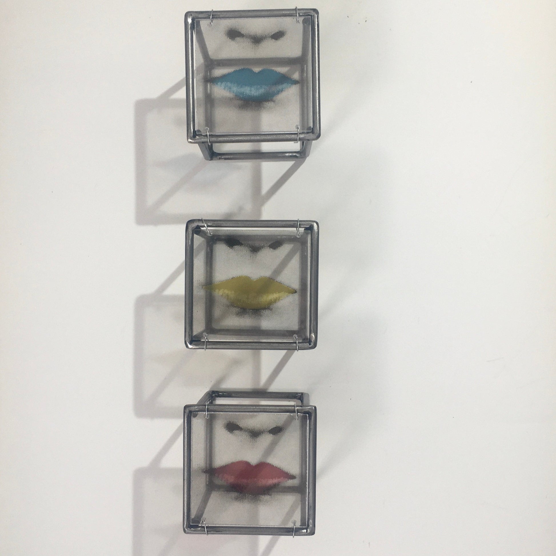 Pop art, lip design, art and shadow, metal wall sculpture. Contemporary home, office gift. - artandshadow