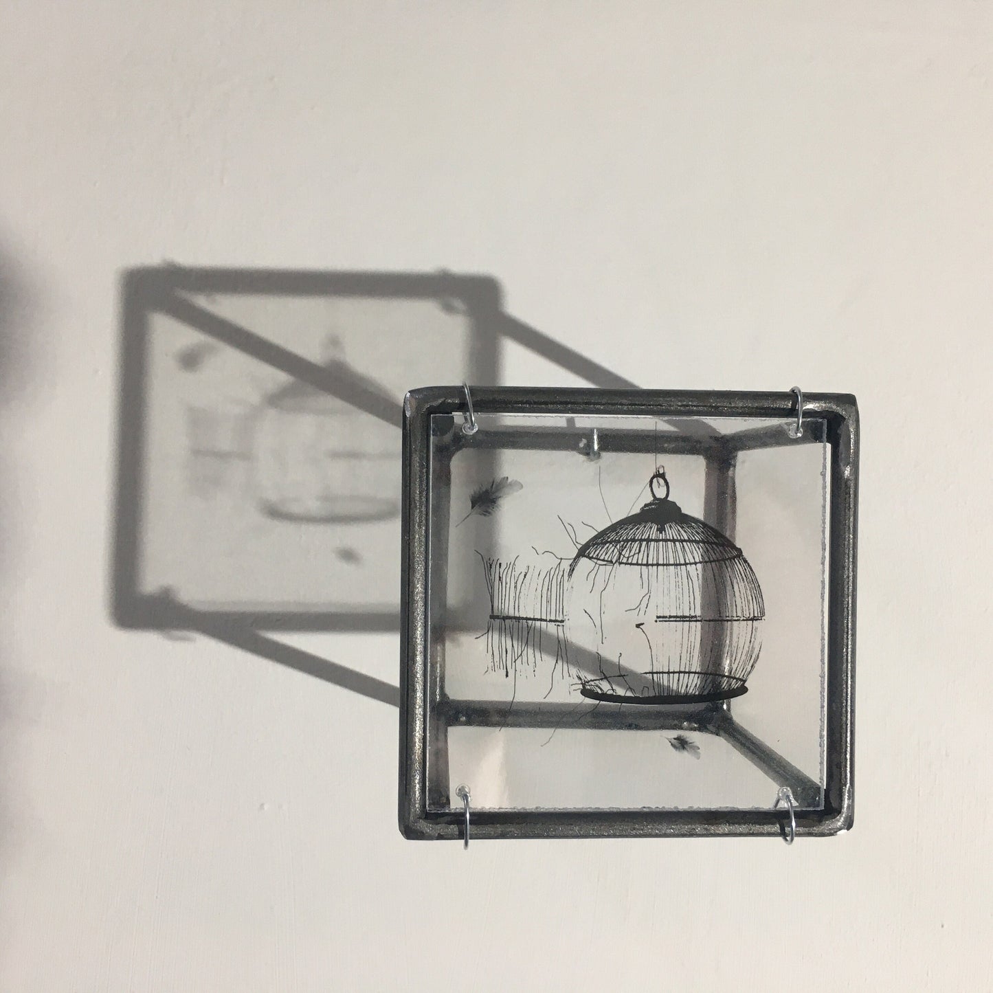 Wall sculpture, steel metal bar, original print by art and shadow. Cage, freedom print. New home gift. - artandshadow