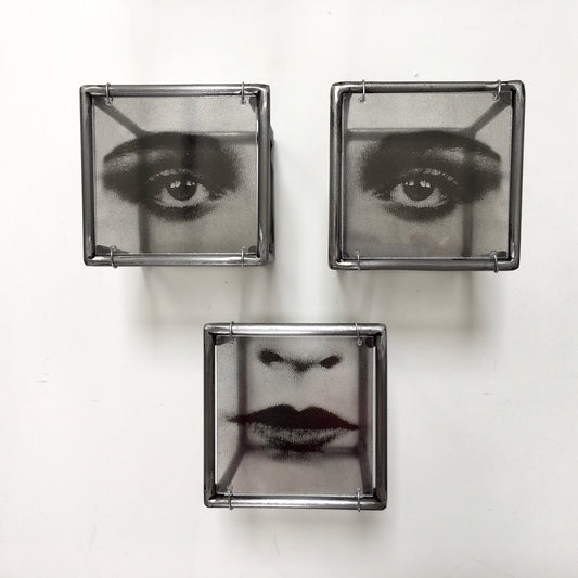 Pop art style face, metal wall sculpture. Modern art object, new home decor gift. - artandshadow