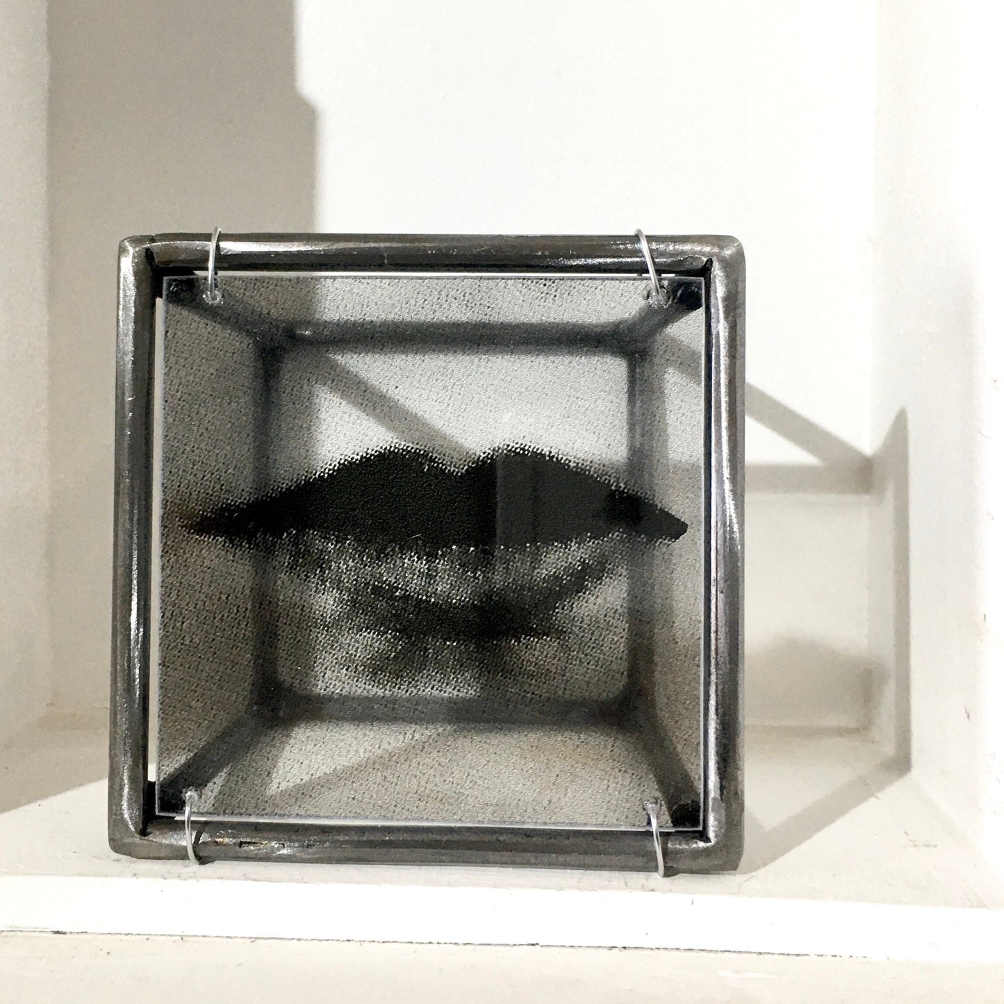 Cubic metal wall sculpture. Lips, clear elaborated print. Uncommon gift. - artandshadow