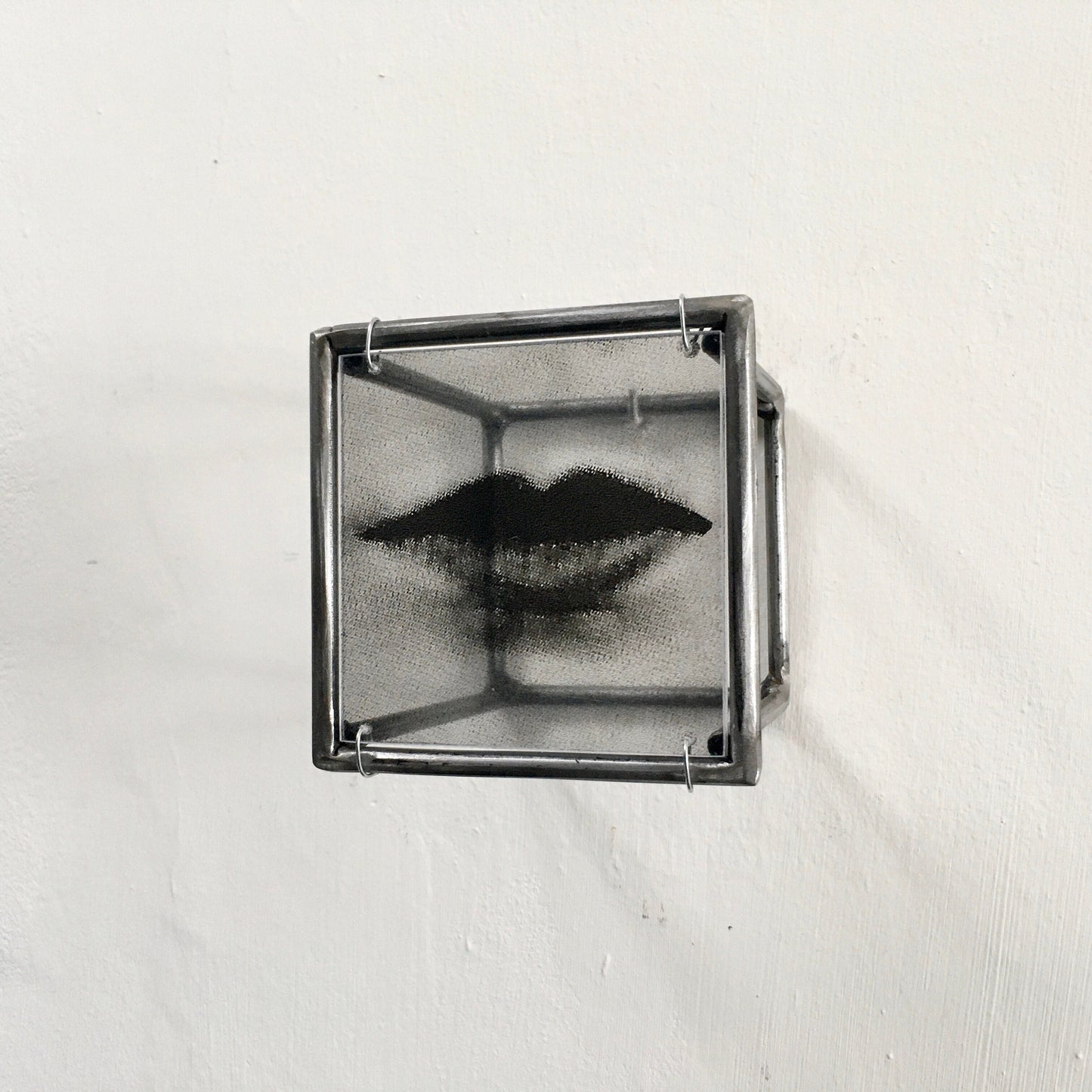 Cubic metal wall sculpture. Lips, clear elaborated print. Uncommon gift. - artandshadow