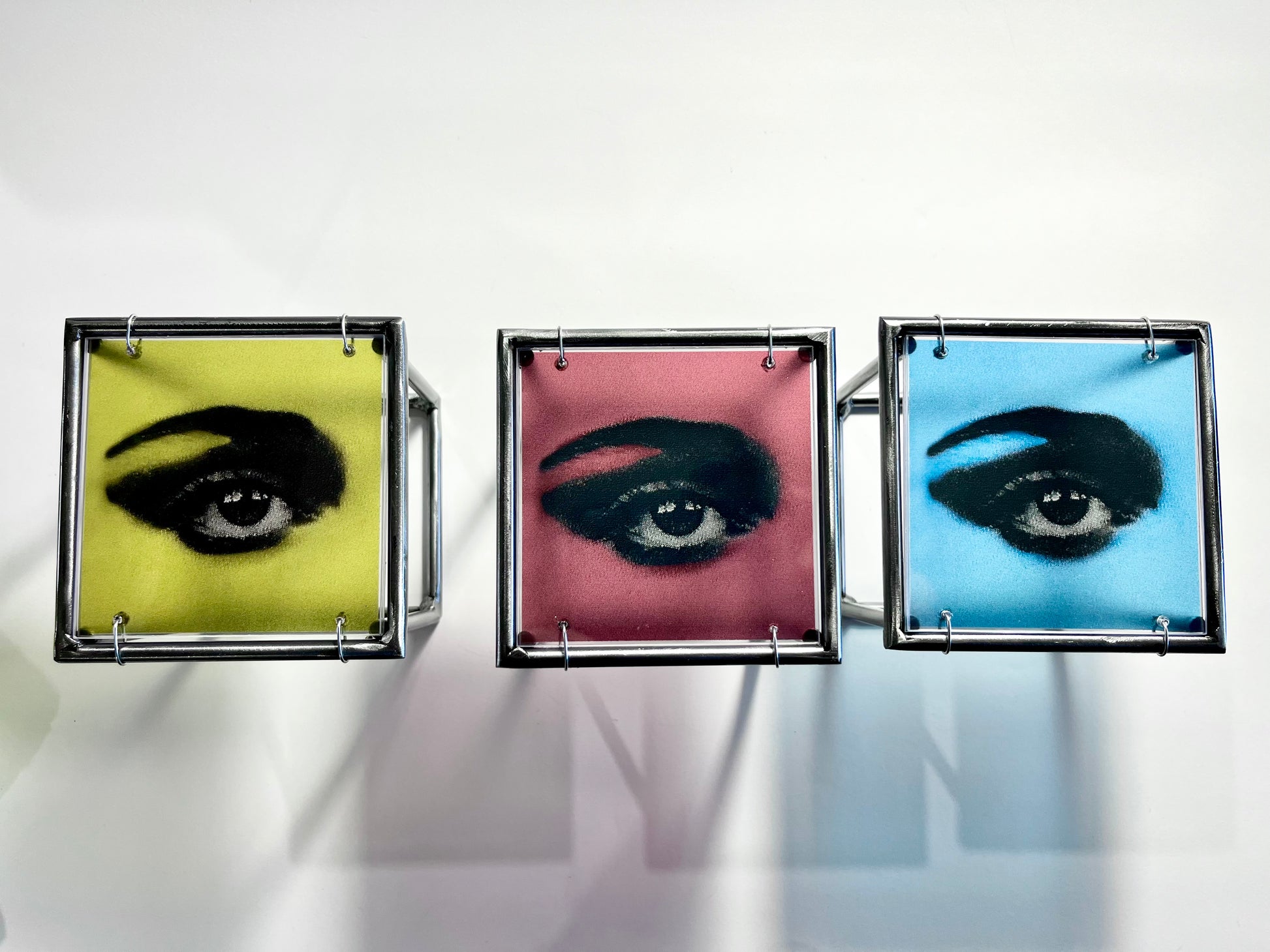 Modern Interior Metal Wall Art Sculpture Pop Art Lips Triptych — Three Colours, One Iconic Kiss Artandshadow
