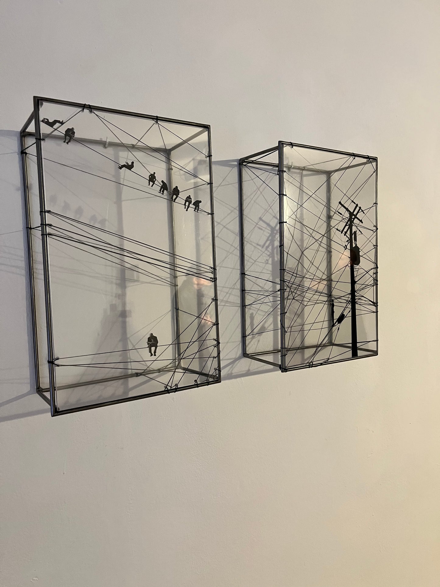 Numbered Limited Edition Wall Sculpture Free Like a Bird: Limited Edition Metal & String Art Diptych Artandshadow
