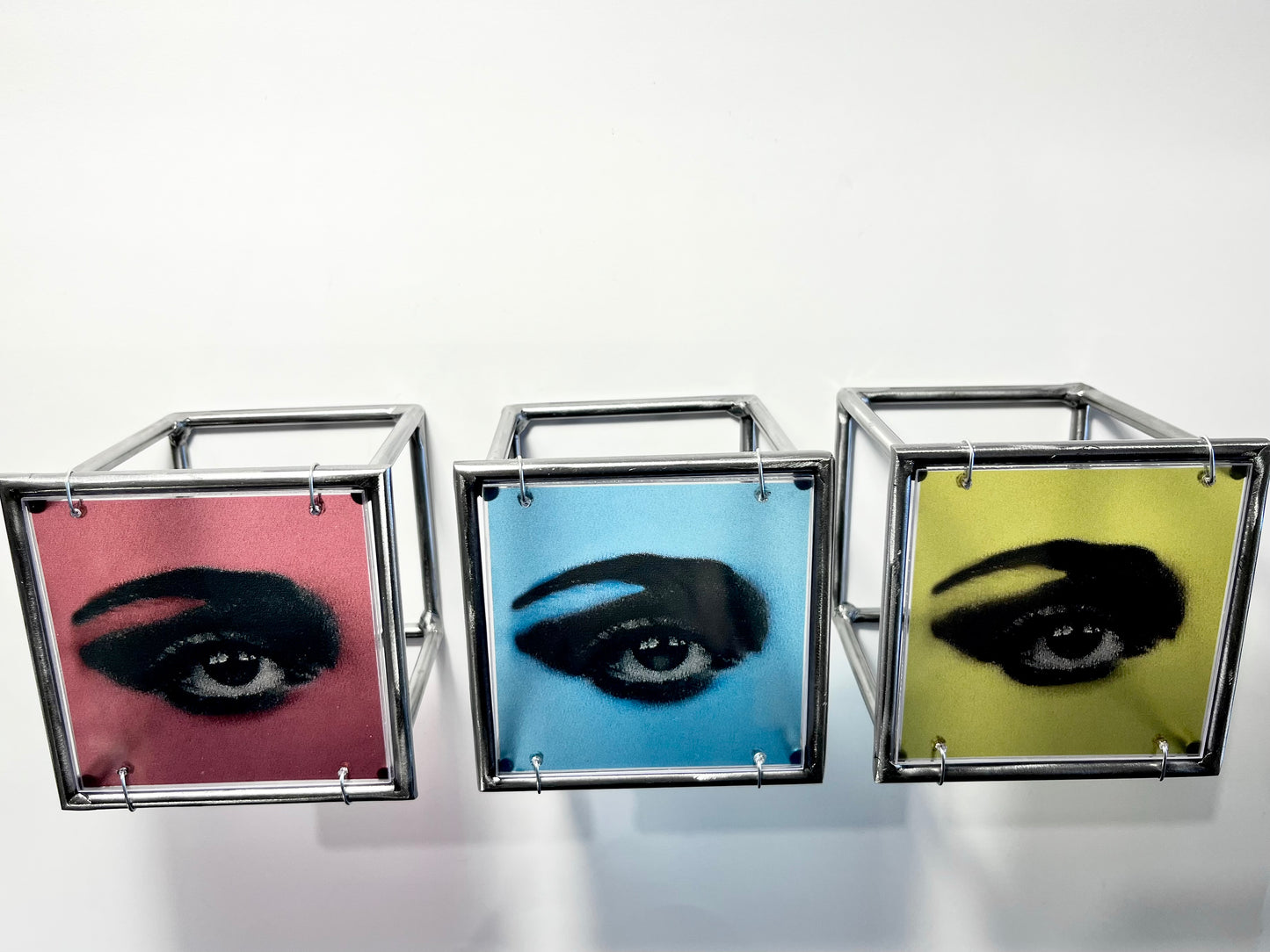 Modern Interior Metal Wall Art Sculpture Pop Art Lips Triptych — Three Colours, One Iconic Kiss Artandshadow