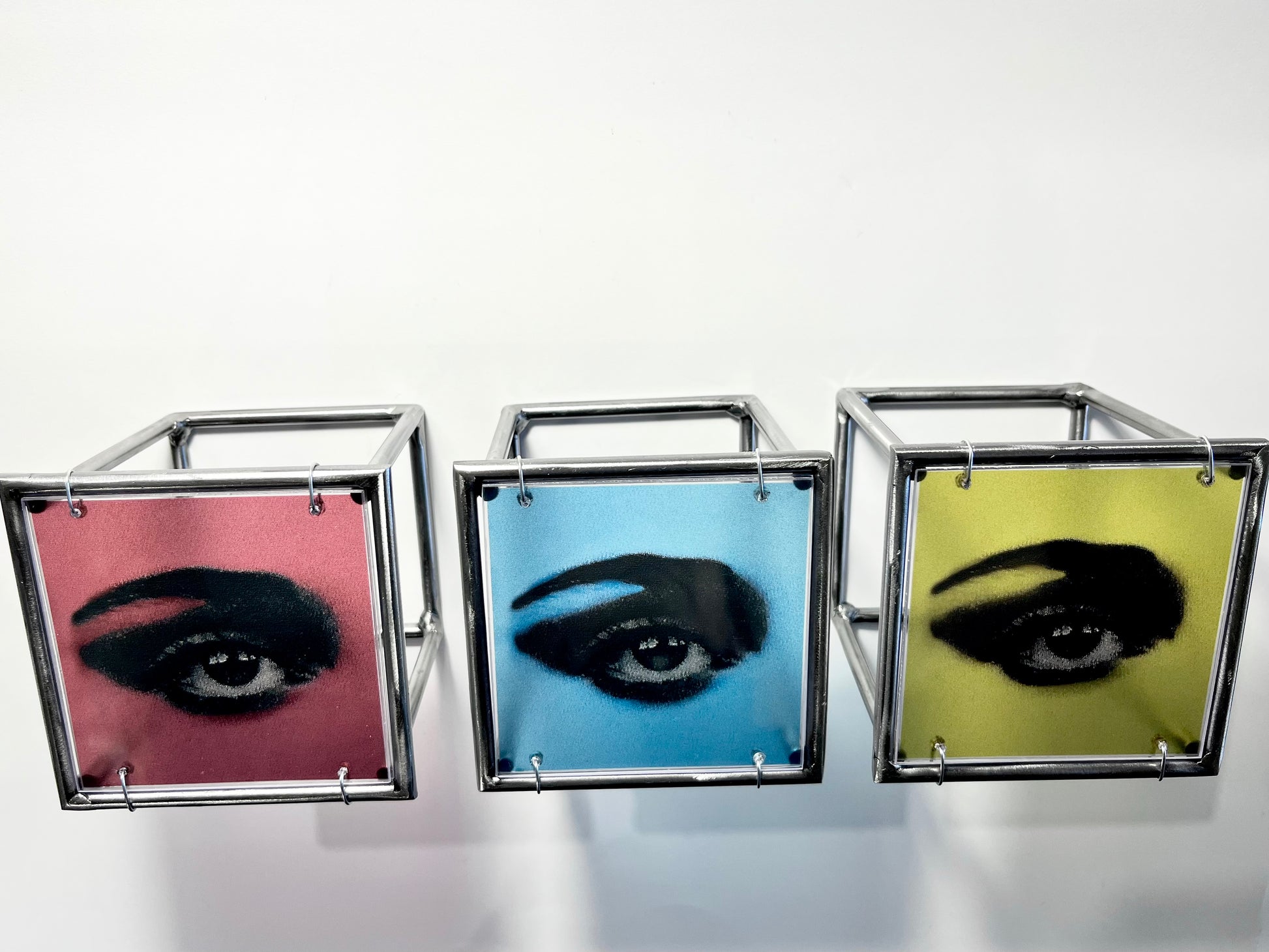 Modern Interior Metal Wall Art Sculpture Pop Art Lips Triptych — Three Colours, One Iconic Kiss Artandshadow