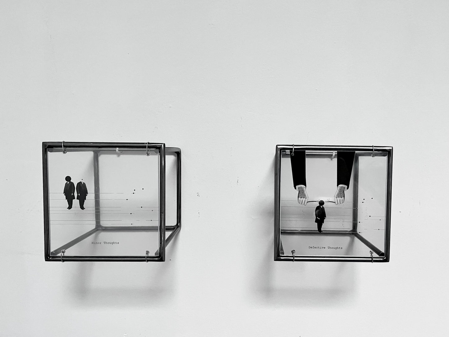 Metal Wall Art Sculpture Set, Humorous Thought Organizer, Minimalist Design