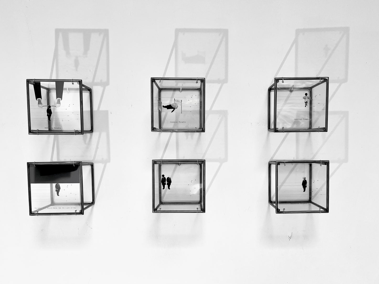 Metal Wall Art Sculpture Set, Humorous Thought Organizer, Minimalist Design