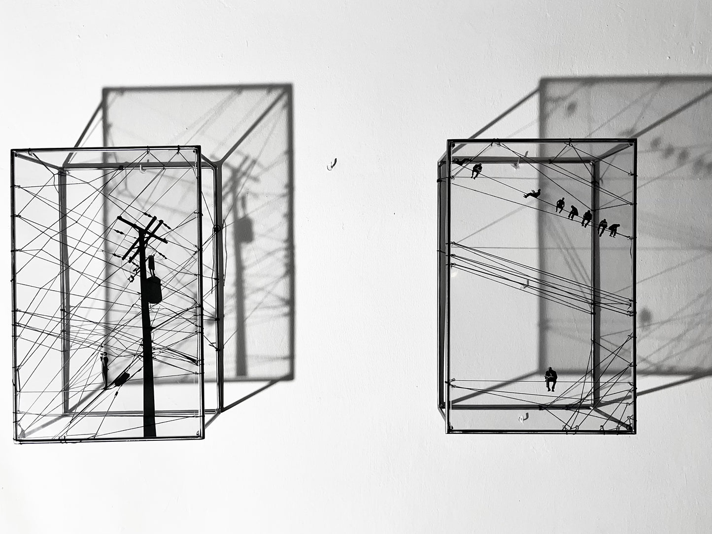 Numbered Limited Edition Wall Sculpture Free Like a Bird: Limited Edition Metal & String Art Diptych Artandshadow