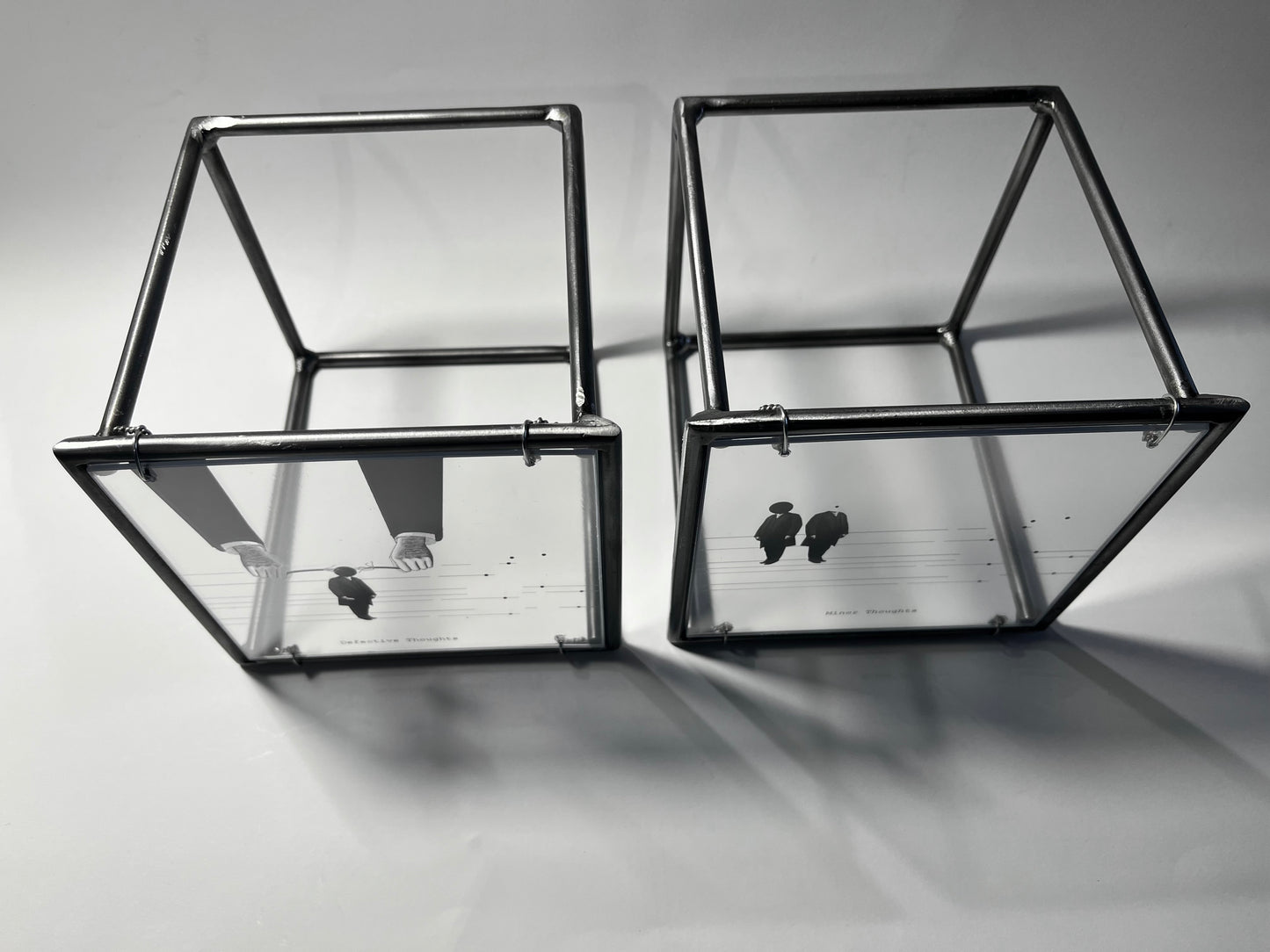 Metal Wall Art Sculpture Set, Humorous Thought Organizer, Minimalist Design