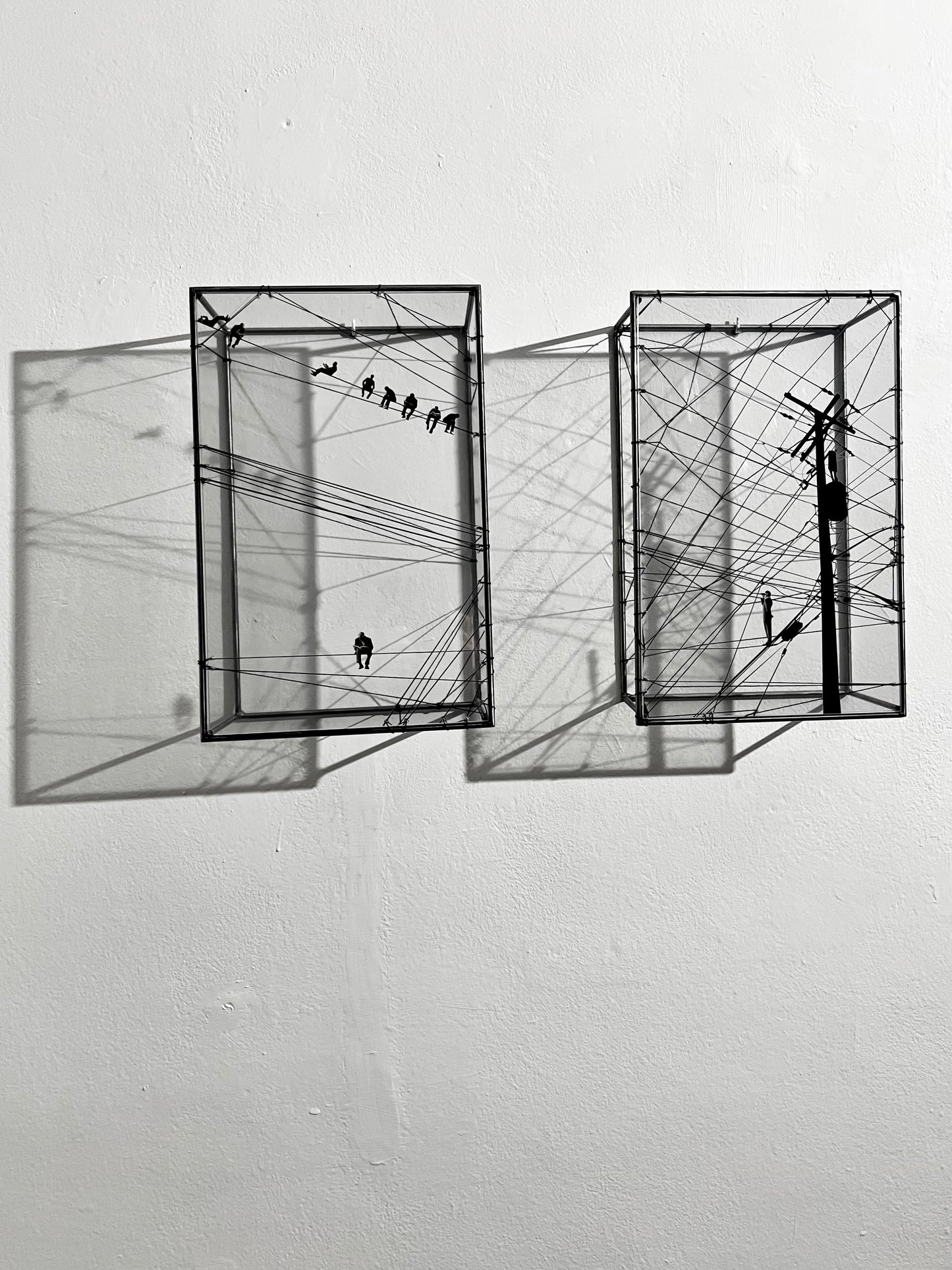 Numbered Limited Edition Wall Sculpture Free Like a Bird: Limited Edition Metal & String Art Diptych Artandshadow