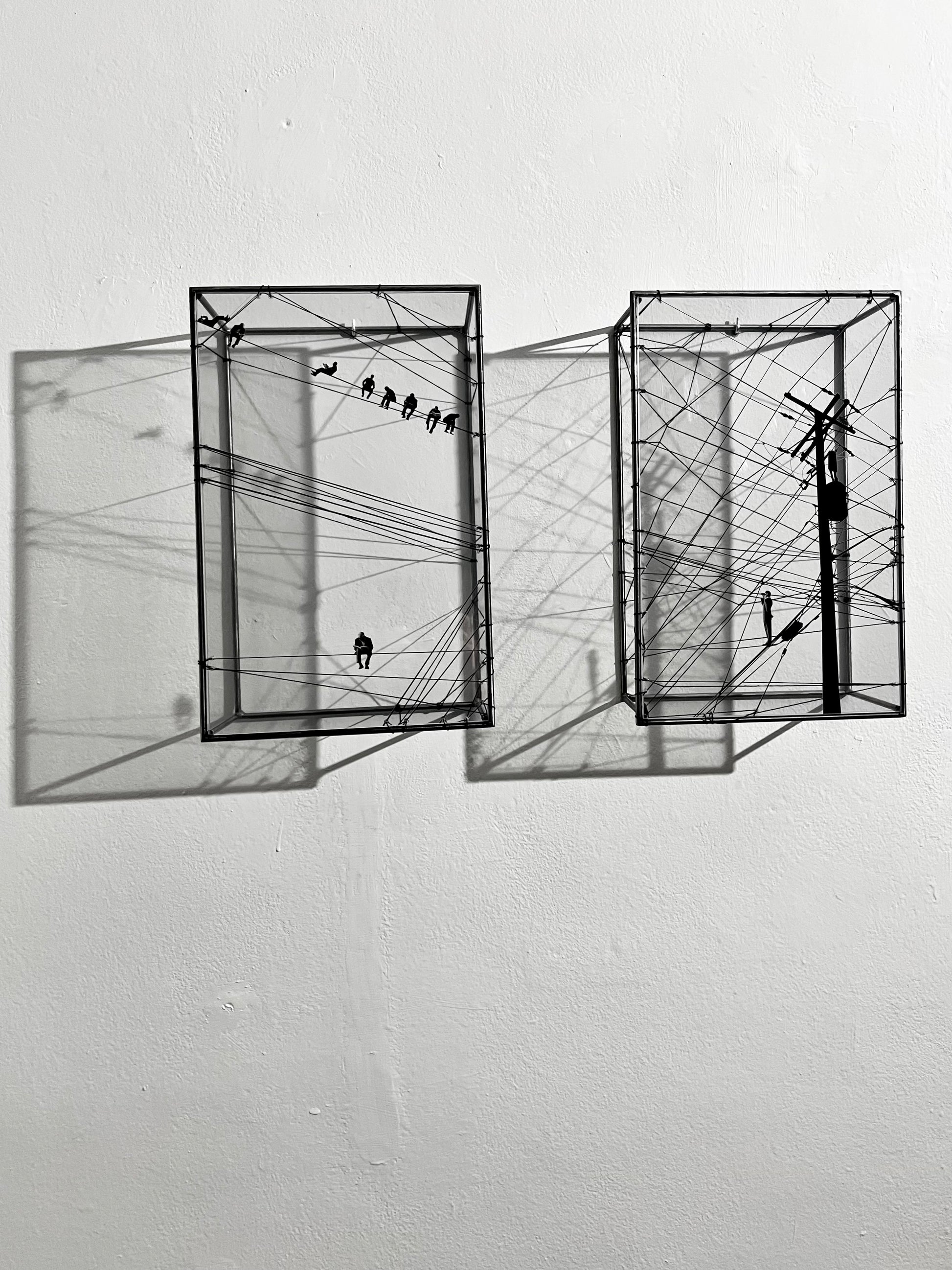 Numbered Limited Edition Wall Sculpture Free Like a Bird: Limited Edition Metal & String Art Diptych Artandshadow
