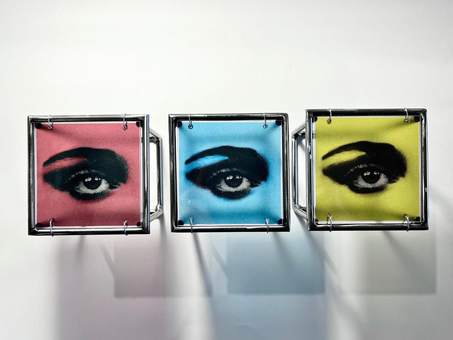 Modern Interior Metal Wall Art Sculpture Pop Art Lips Triptych — Three Colours, One Iconic Kiss Artandshadow