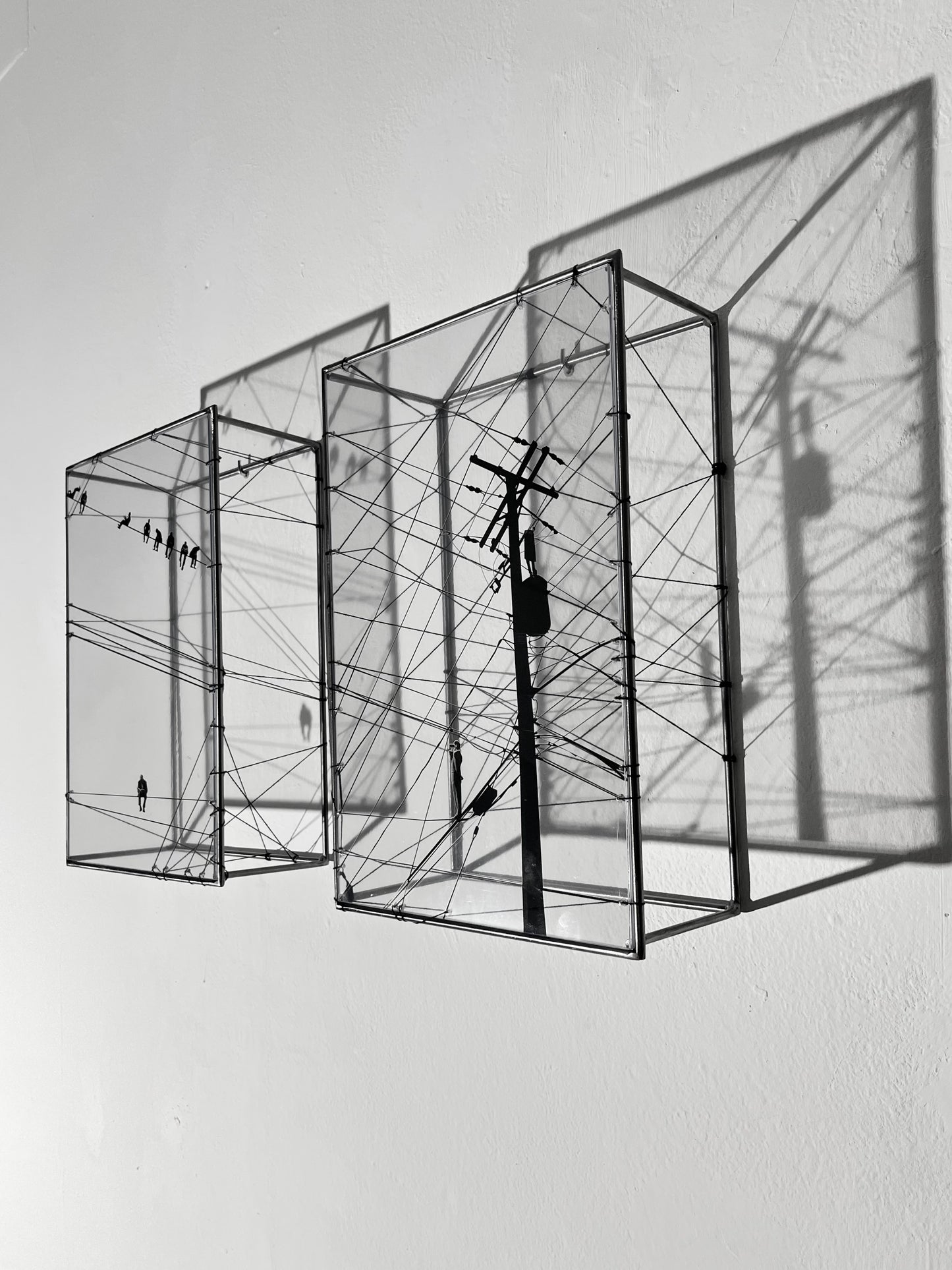 Numbered Limited Edition Wall Sculpture Free Like a Bird: Limited Edition Metal & String Art Diptych Artandshadow