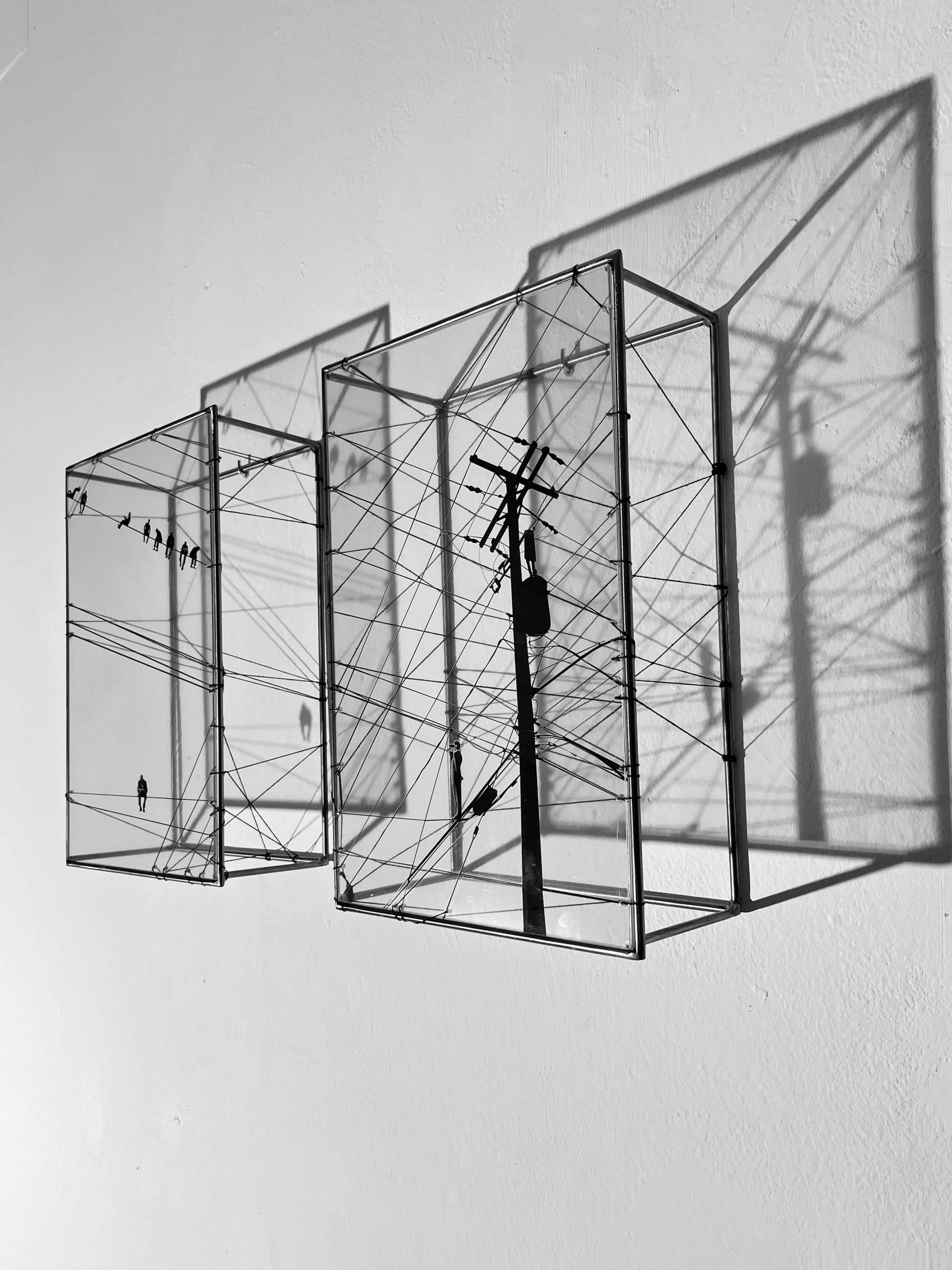 Numbered Limited Edition Wall Sculpture Free Like a Bird: Limited Edition Metal & String Art Diptych Artandshadow
