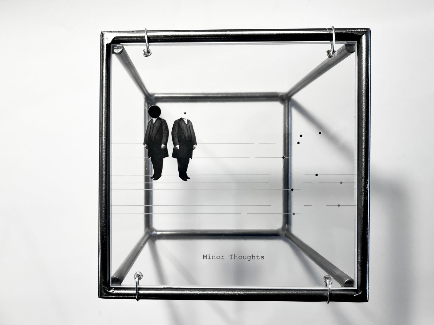 Metal Wall Art Sculpture Set, Humorous Thought Organizer, Minimalist Design