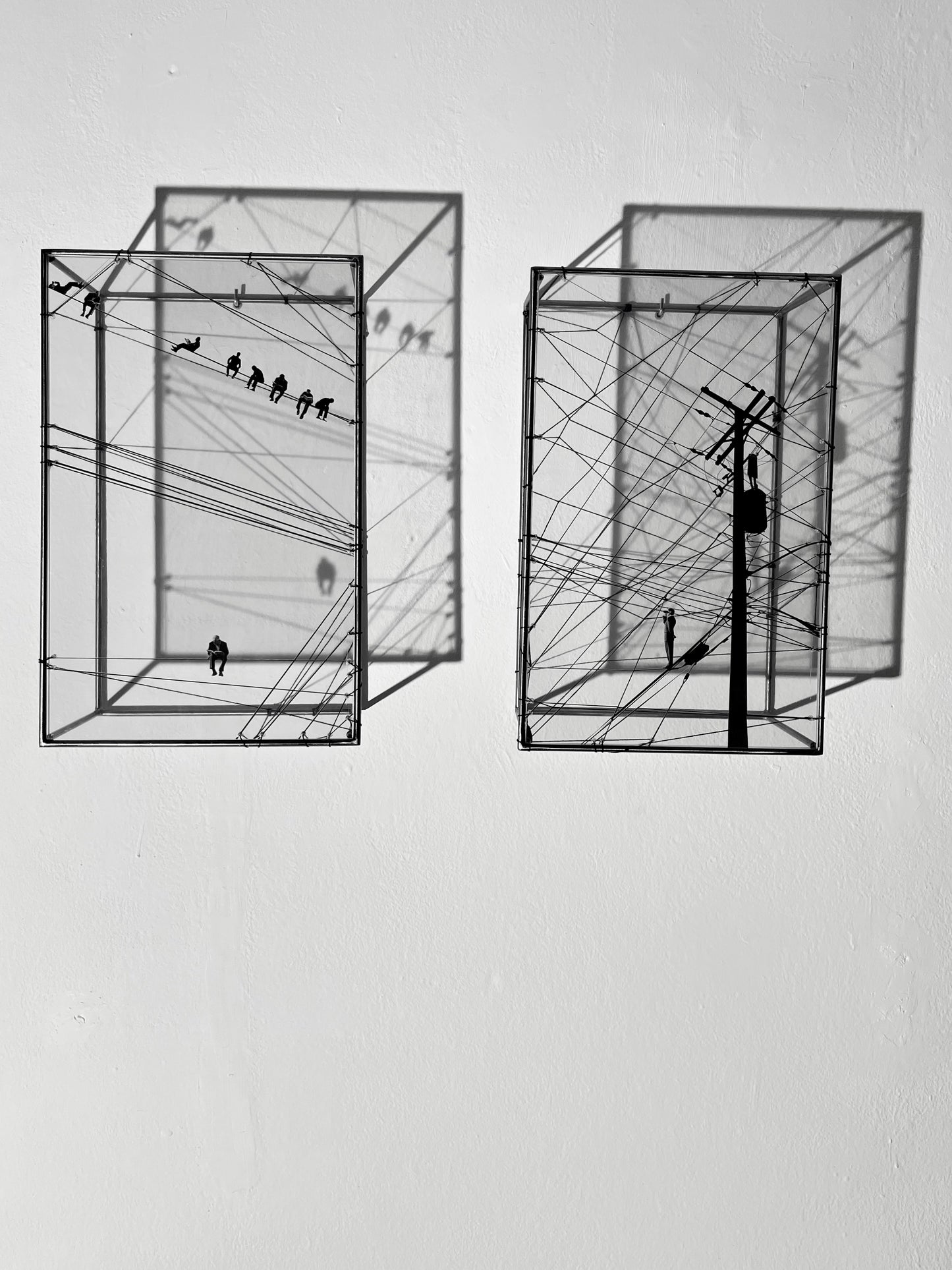 Numbered Limited Edition Wall Sculpture Free Like a Bird: Limited Edition Metal & String Art Diptych Artandshadow