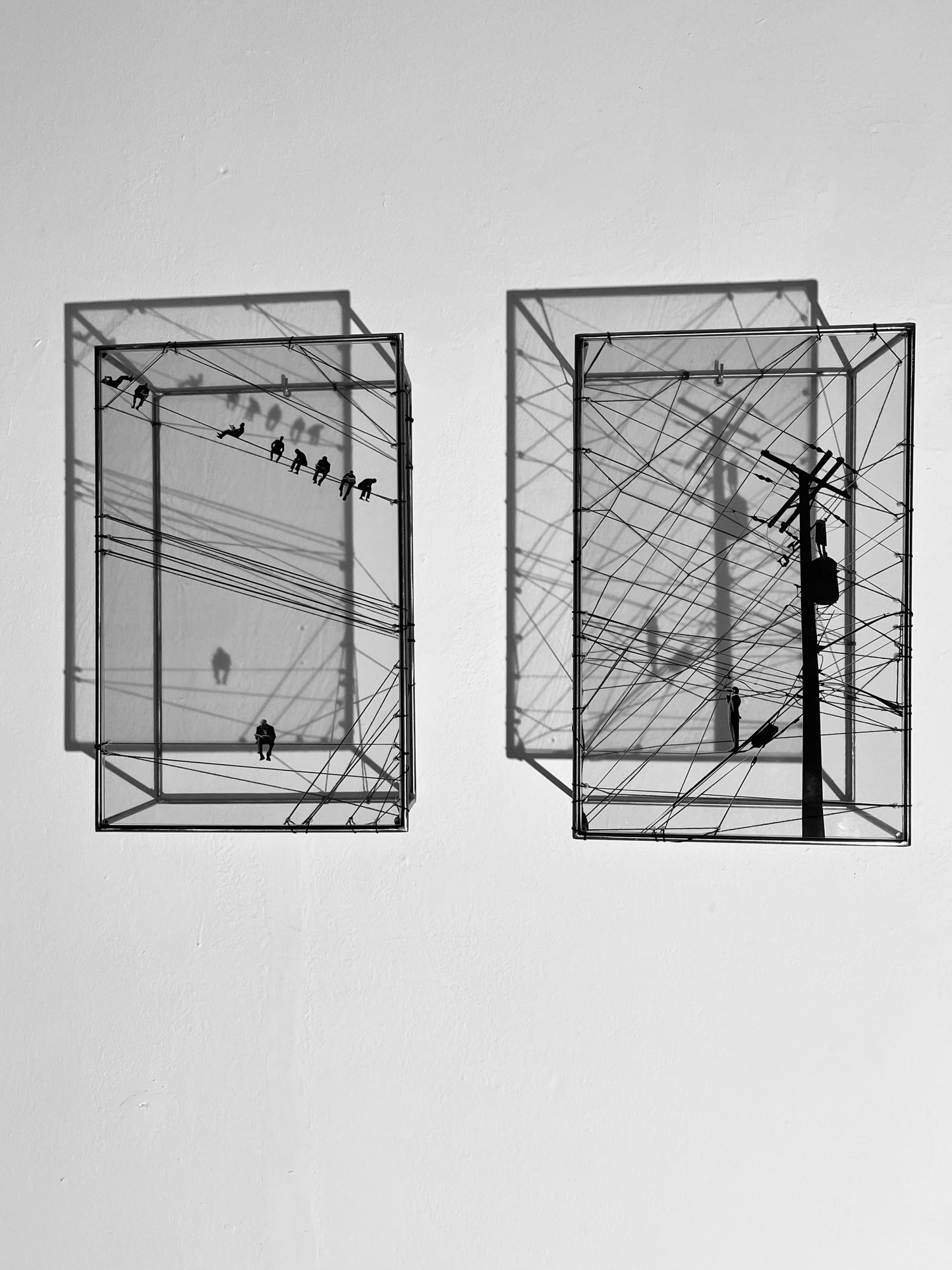Numbered Limited Edition Wall Sculpture Free Like a Bird: Limited Edition Metal & String Art Diptych Artandshadow