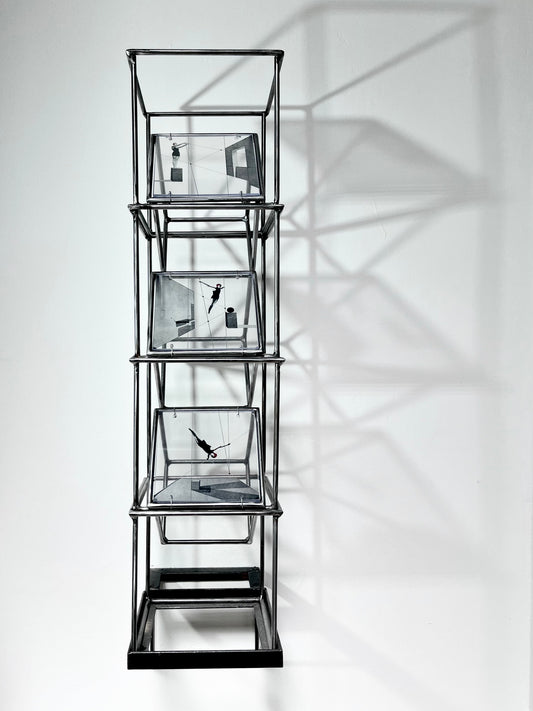 Metal tower sculpture “Geometry of Flight”