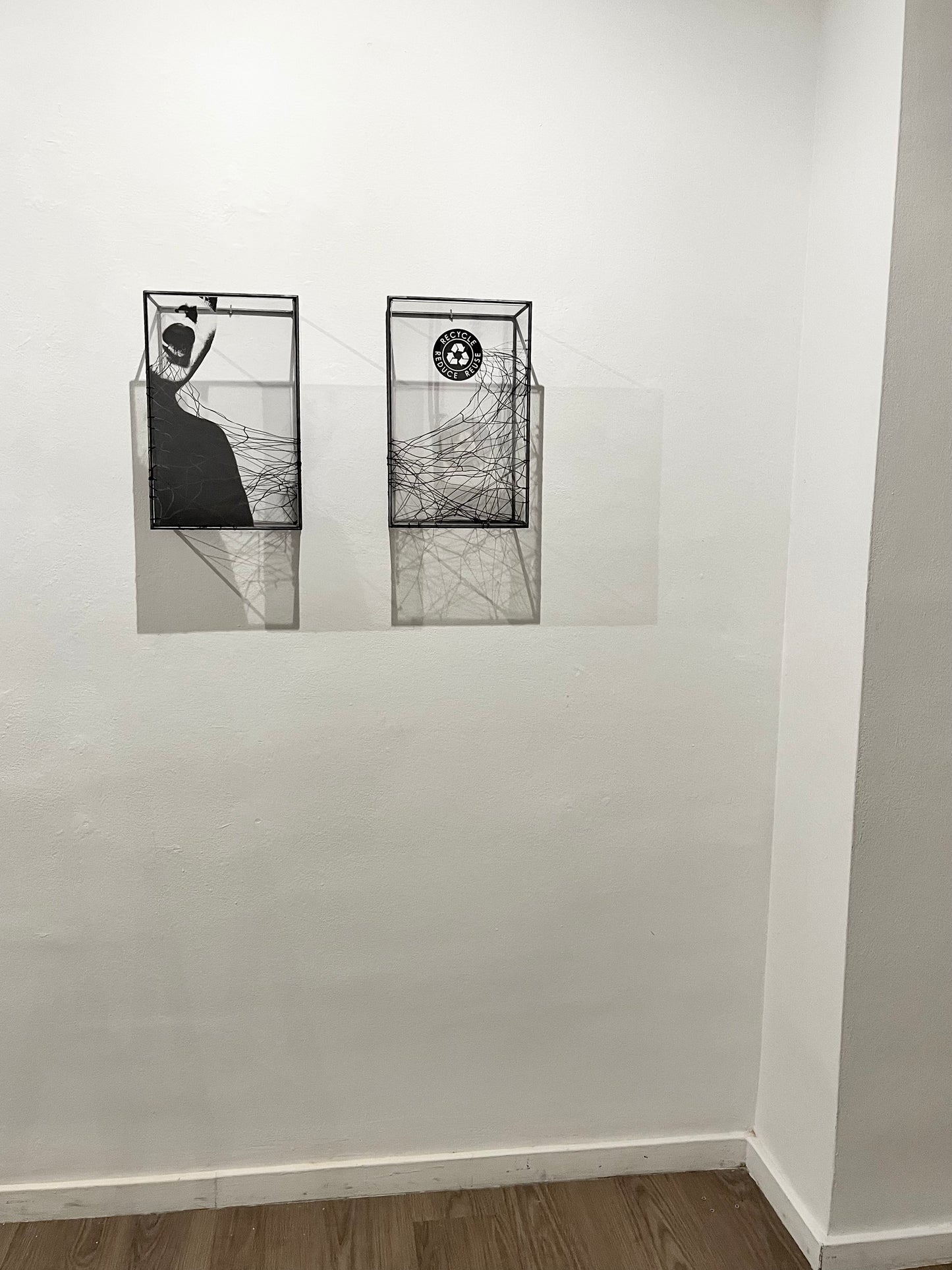 Reduce Reuse Recycling Words, metal wall art sculpture, light and shadow artwork