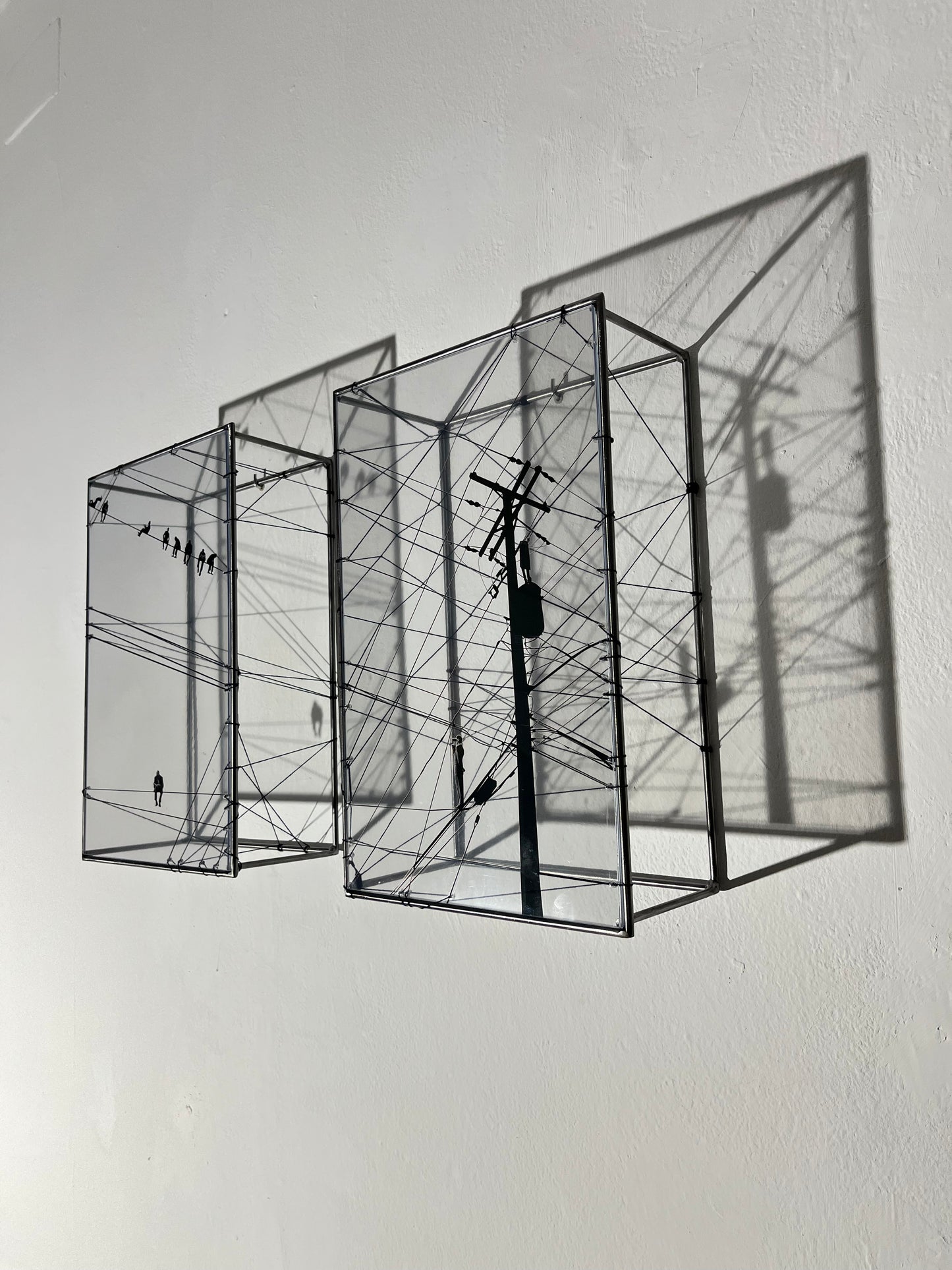 Free Like a Bird, diptych sculpture, dimensional wall art