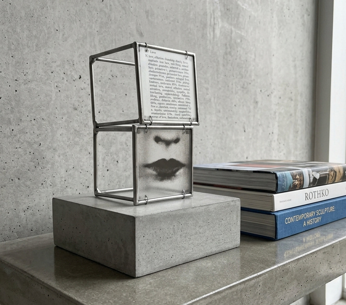 Lips and Love Thesaurus Steel Cube Wall Sculptures Set of 2