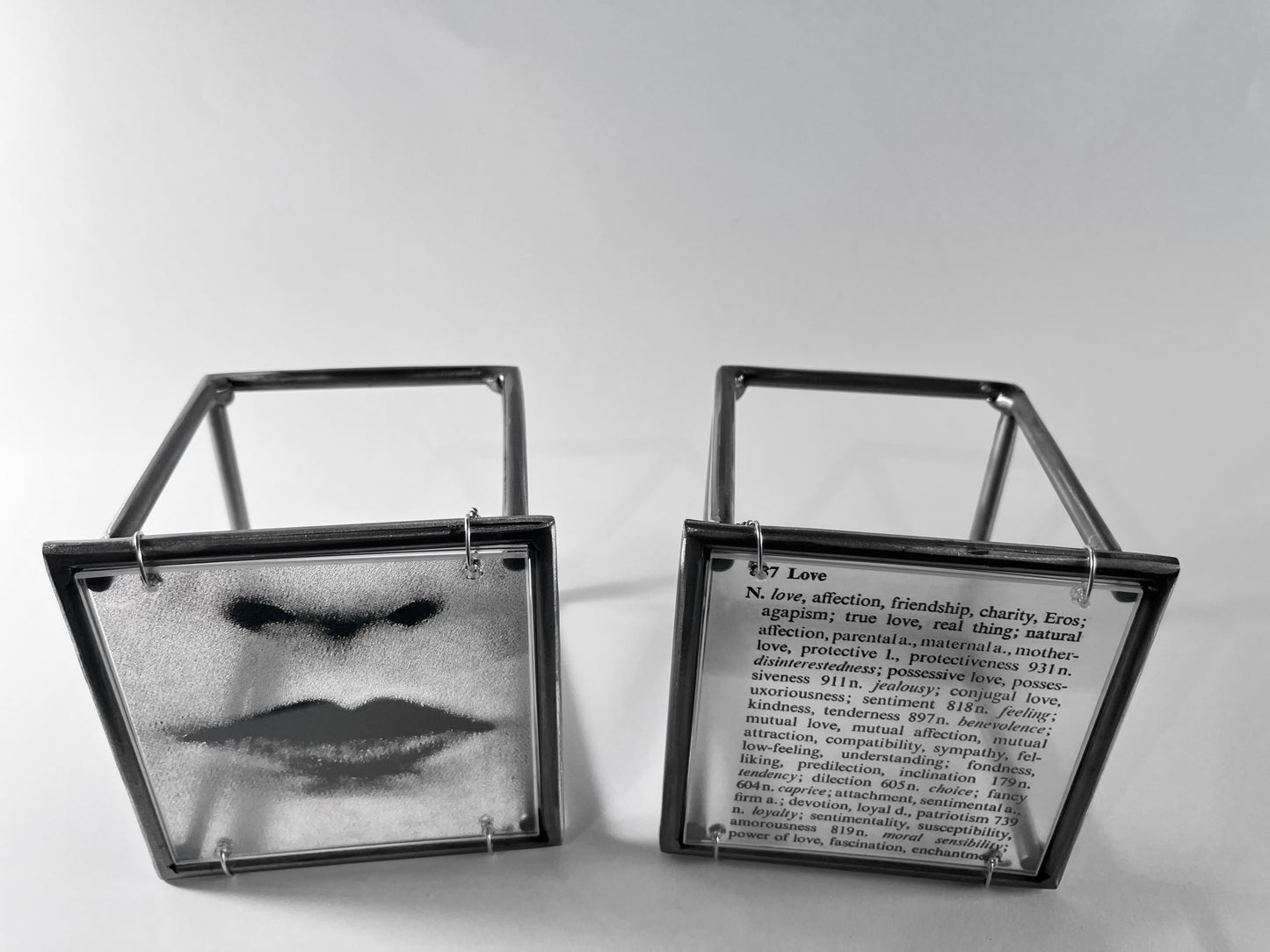 Lips and Love Thesaurus Steel Cube Wall Sculptures Set of 2