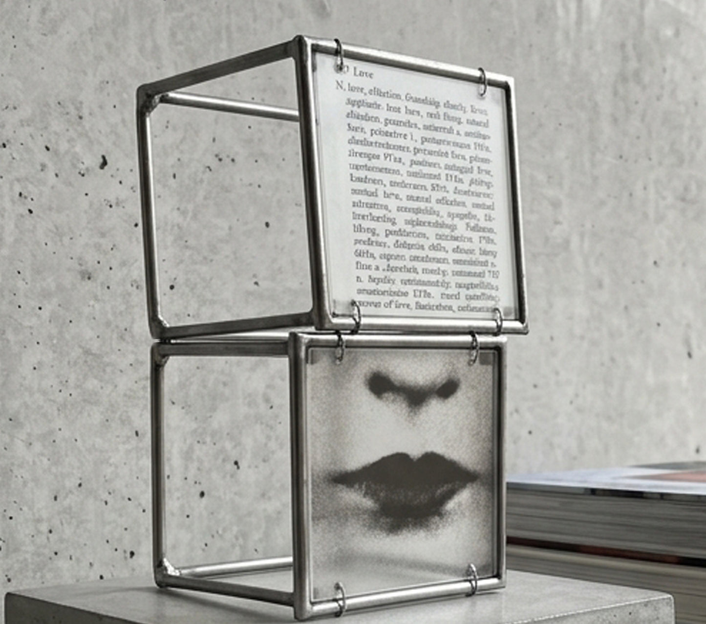 Lips and Love Thesaurus Steel Cube Wall Sculptures Set of 2