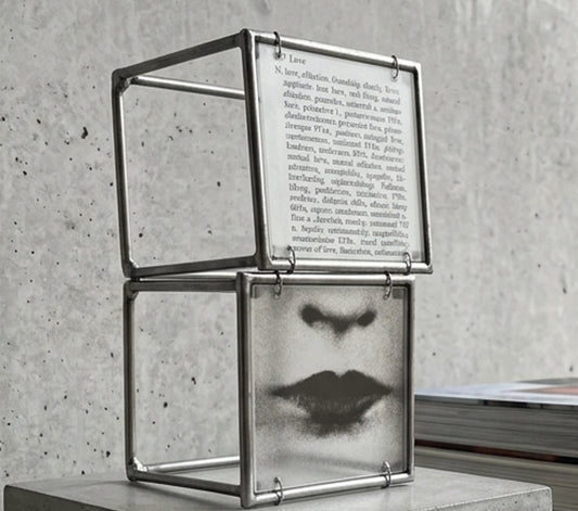 Lips and Love Thesaurus Steel Cube Wall Sculptures Set of 2