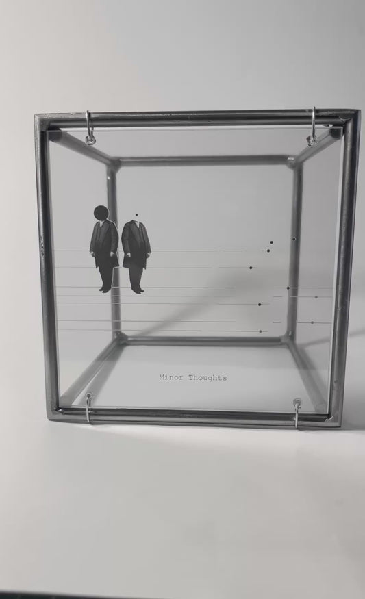 Metal Wall Art Sculpture Set, Humorous Thought Organizer, Minimalist Design