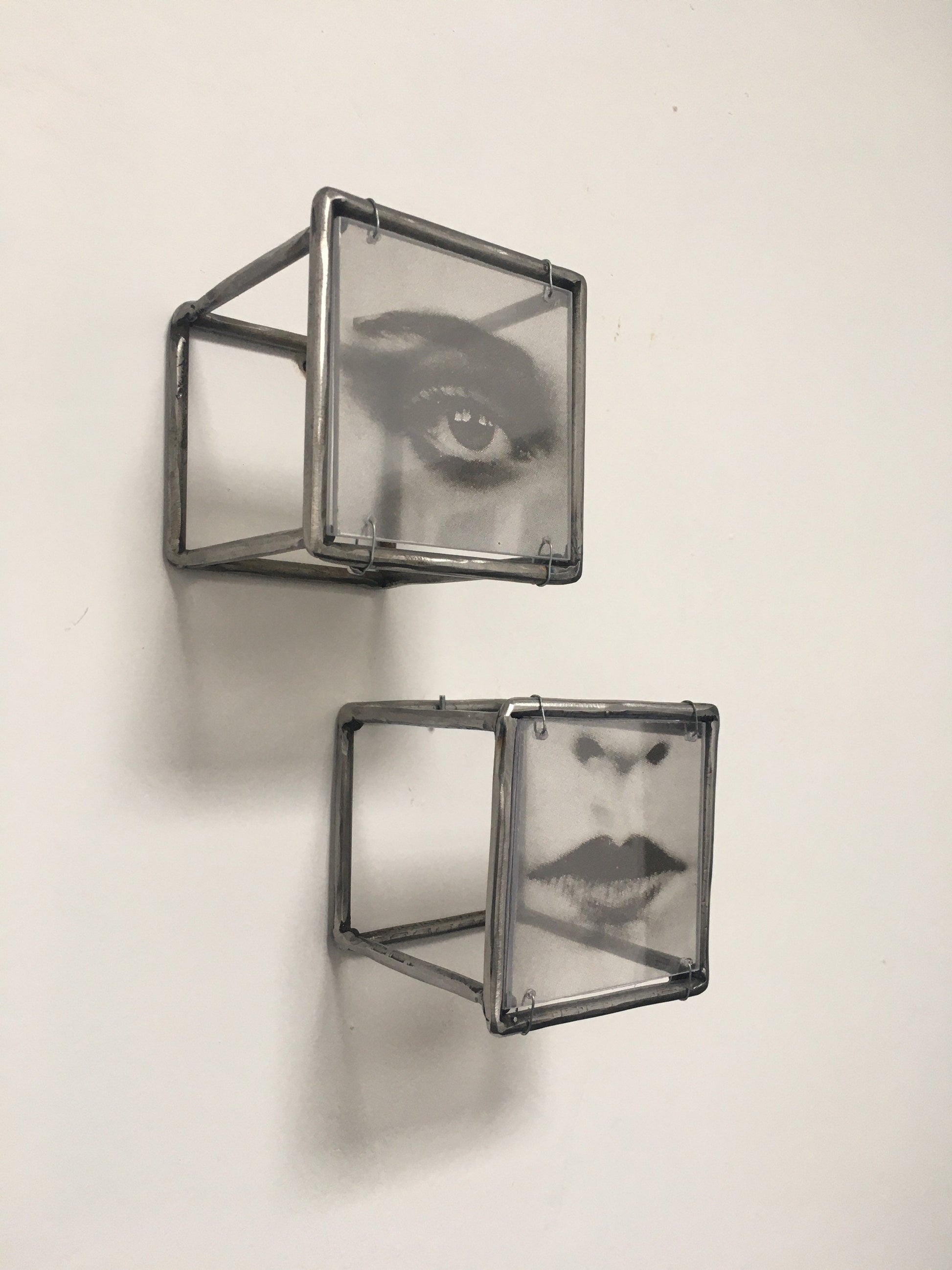 Face art sculpture. Lip art sculpture and eye wall sculpture. Set wall art gift. Metal, elaborated print and plexiglass wall art. - artandshadow