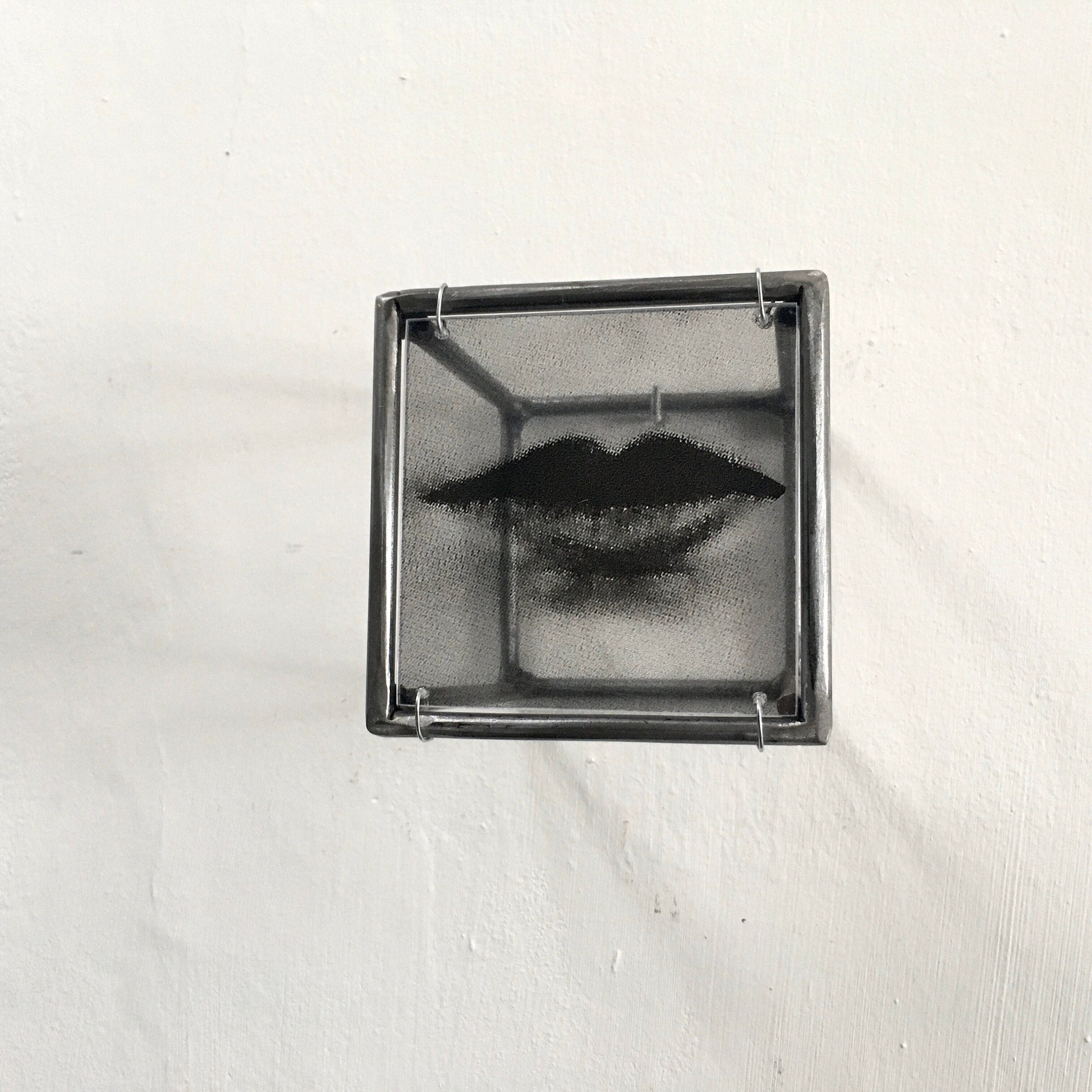 Cubic metal wall sculpture. Lips, clear elaborated print. Uncommon gift. - artandshadow
